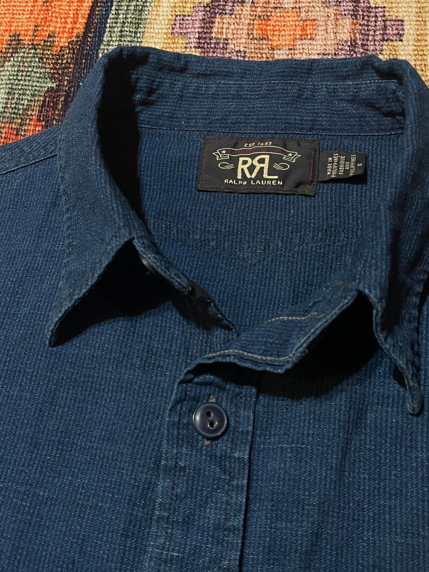 RRL Ralph Lauren RRL Vintage Indigo Cotton-Linen Work Shirt Size US M / EU 48-50 / 2 - 3 Thumbnail