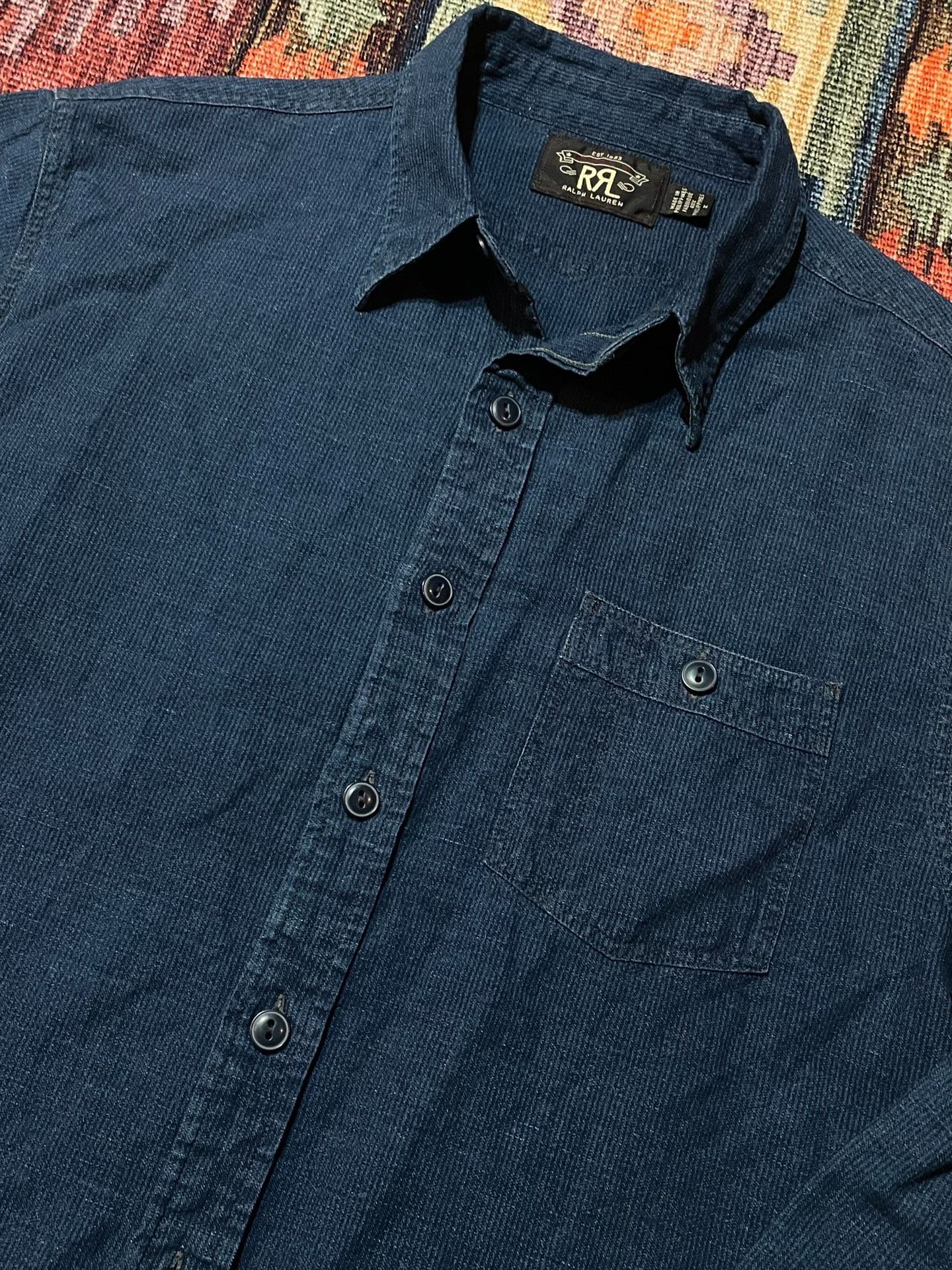 RRL Ralph Lauren RRL Vintage Indigo Cotton-Linen Work Shirt Size US M / EU 48-50 / 2 - 4 Thumbnail