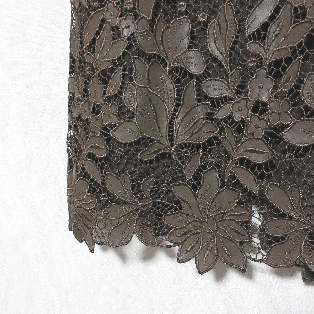 Other Other ANAYI Leather Flower Embroidery Skirt Leather Skirts 10252711190 DUTY FREE for USA Size ONE SIZE - 3 Thumbnail