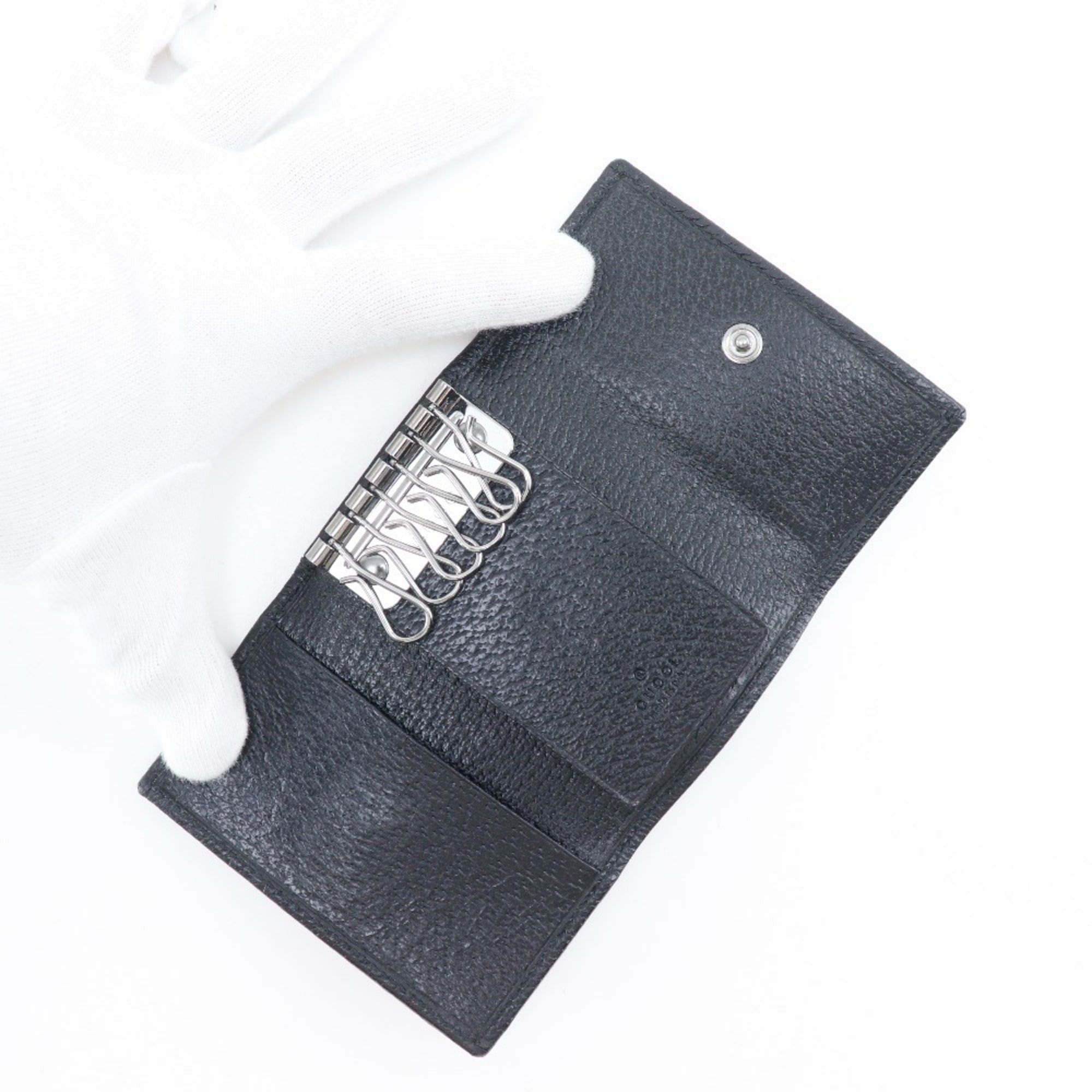 Gucci Gucci 6-Key Case 04564R F40IR GG Canvas Black Snap Button 6 Hooks Unisex Size ONE SIZE - 4 Thumbnail