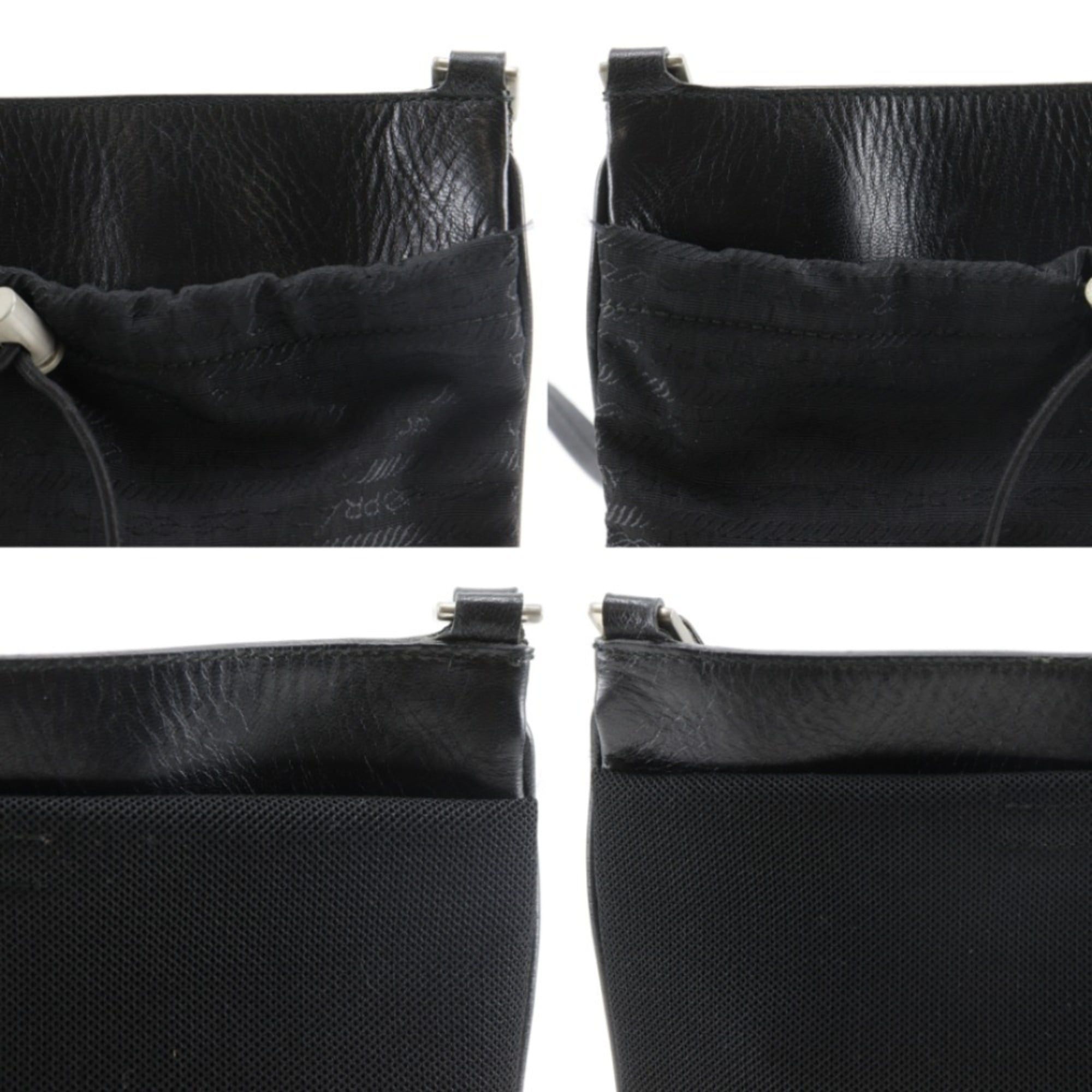 Prada Prada Pochette Shoulder Bag, Nylon x Leather, Black, Women's Size ONE SIZE - 12 Thumbnail