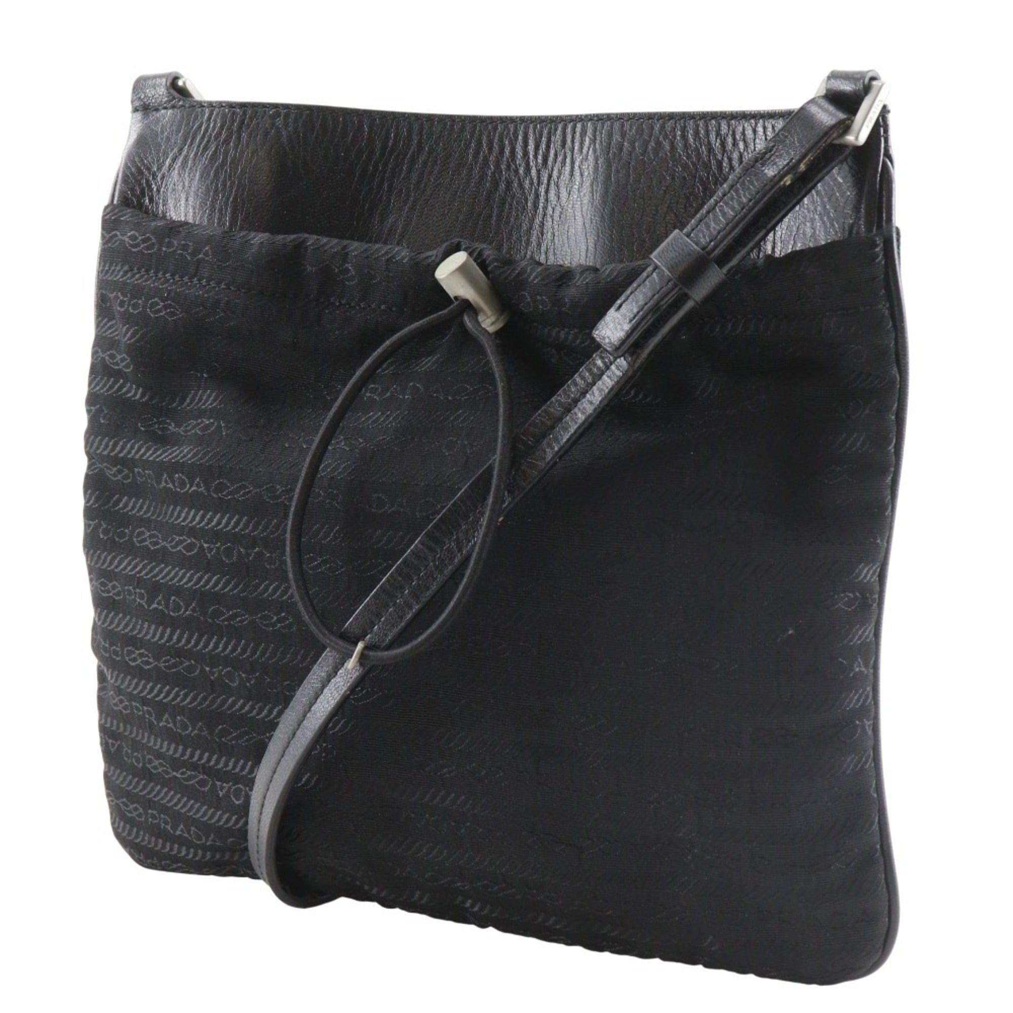 Prada Prada Pochette Shoulder Bag, Nylon x Leather, Black, Women's Size ONE SIZE - 2 Thumbnail