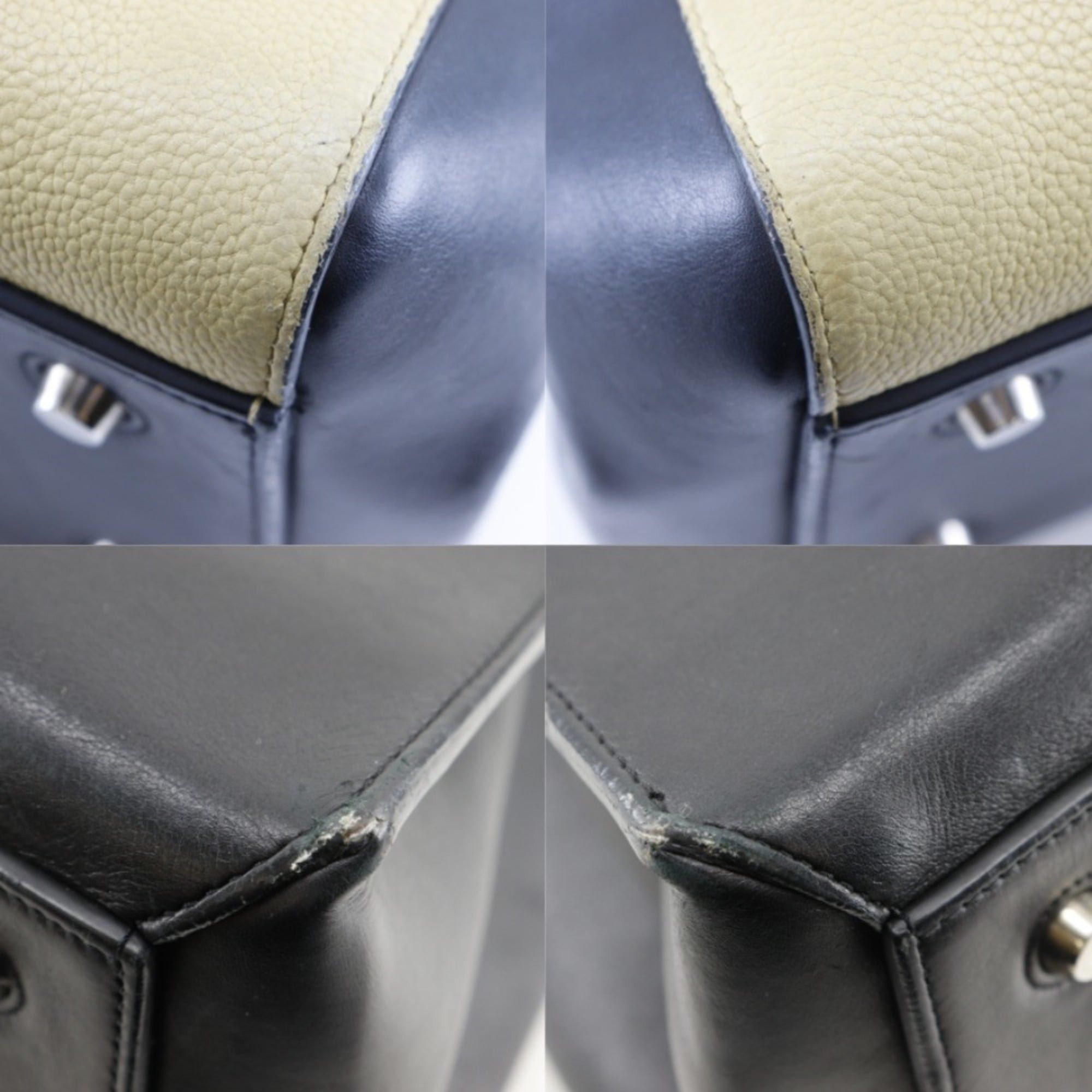 Celine Celine Edge Medium Shoulder Bag Handbag, Bicolor Leather, Black/Beige, A5 Size, Zipper, Women's Size ONE SIZE - 4 Thumbnail