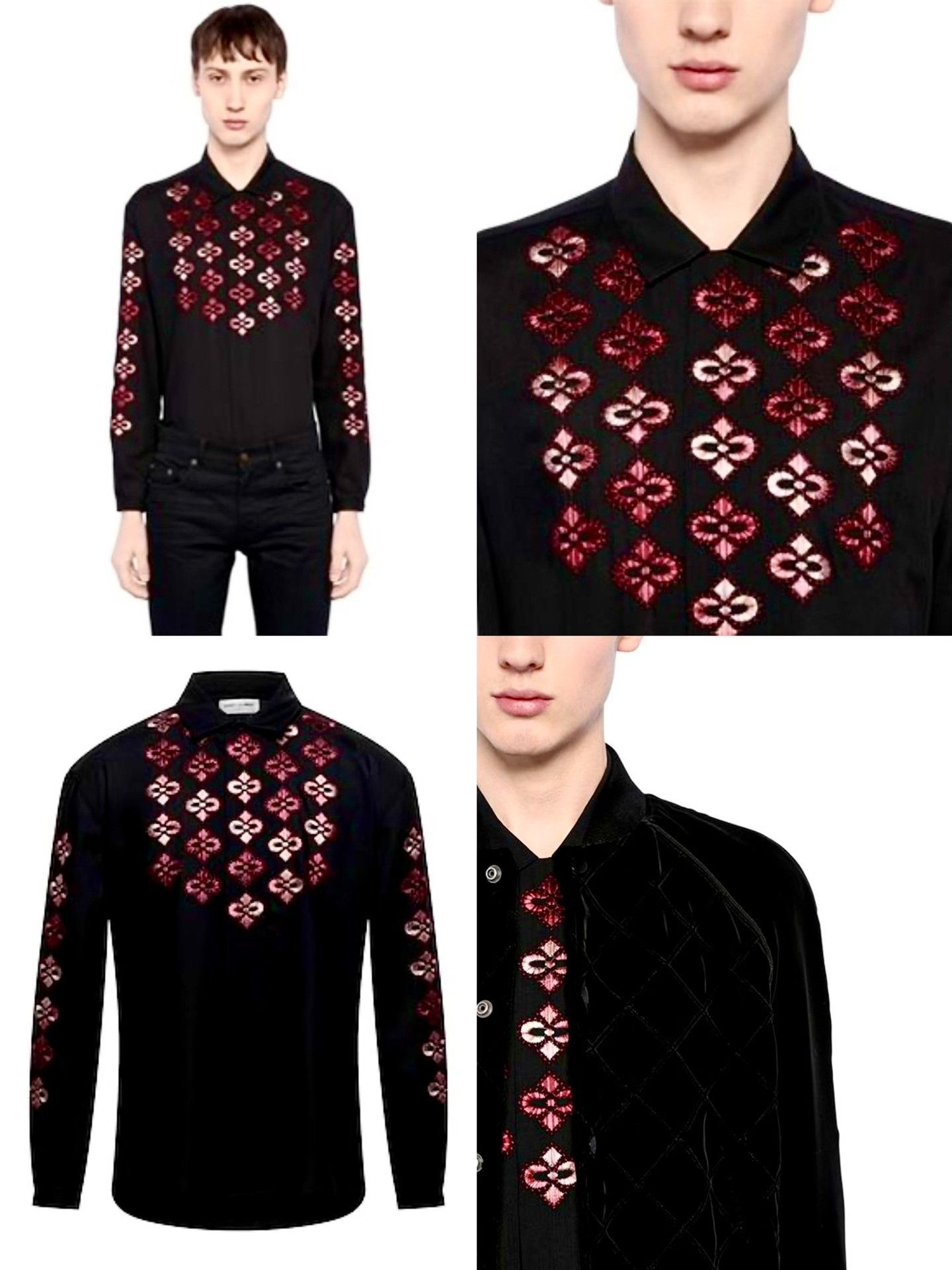 Saint Laurent Paris Saint Laurent 18FW Cherry Blossom Embroidered Shirt Size US M / EU 48-50 / 2 - 7 Thumbnail