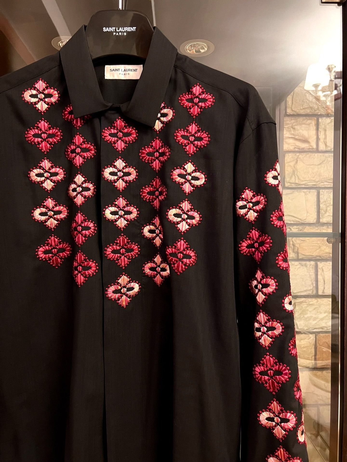 Saint Laurent Paris Saint Laurent 18FW Cherry Blossom Embroidered Shirt Size US M / EU 48-50 / 2 - 2 Thumbnail