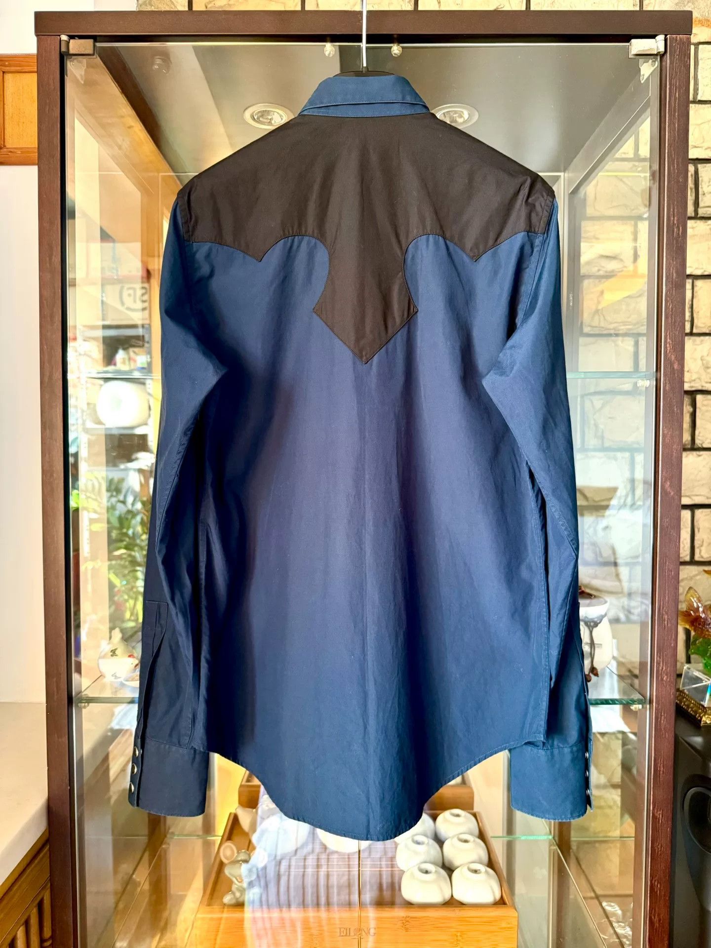 Saint Laurent Paris Saint Laurent 13FW Blue-Black Cat Eye Shirt Size US M / EU 48-50 / 2 - 5 Thumbnail