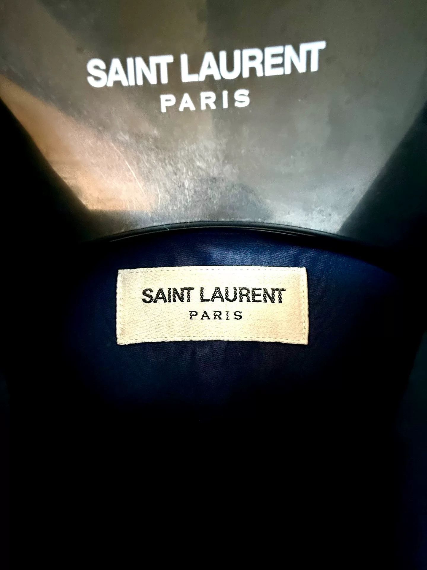 Saint Laurent Paris Saint Laurent 13FW Blue-Black Cat Eye Shirt Size US M / EU 48-50 / 2 - 3 Thumbnail