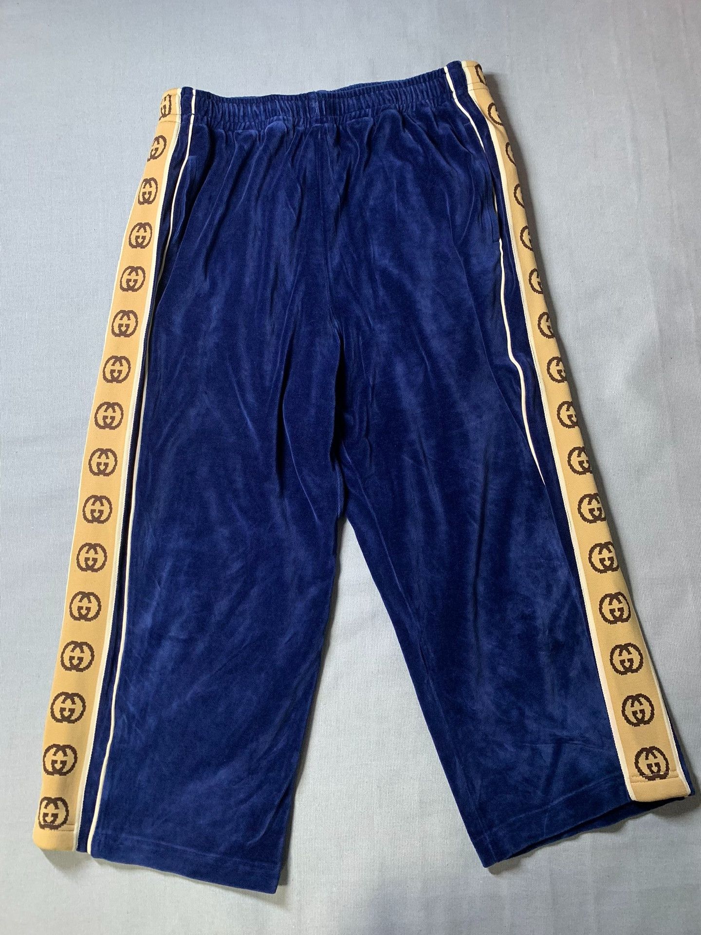Gucci Gucci Double G Embroidered Velvet Track Pants Size US 31 - 2 Thumbnail
