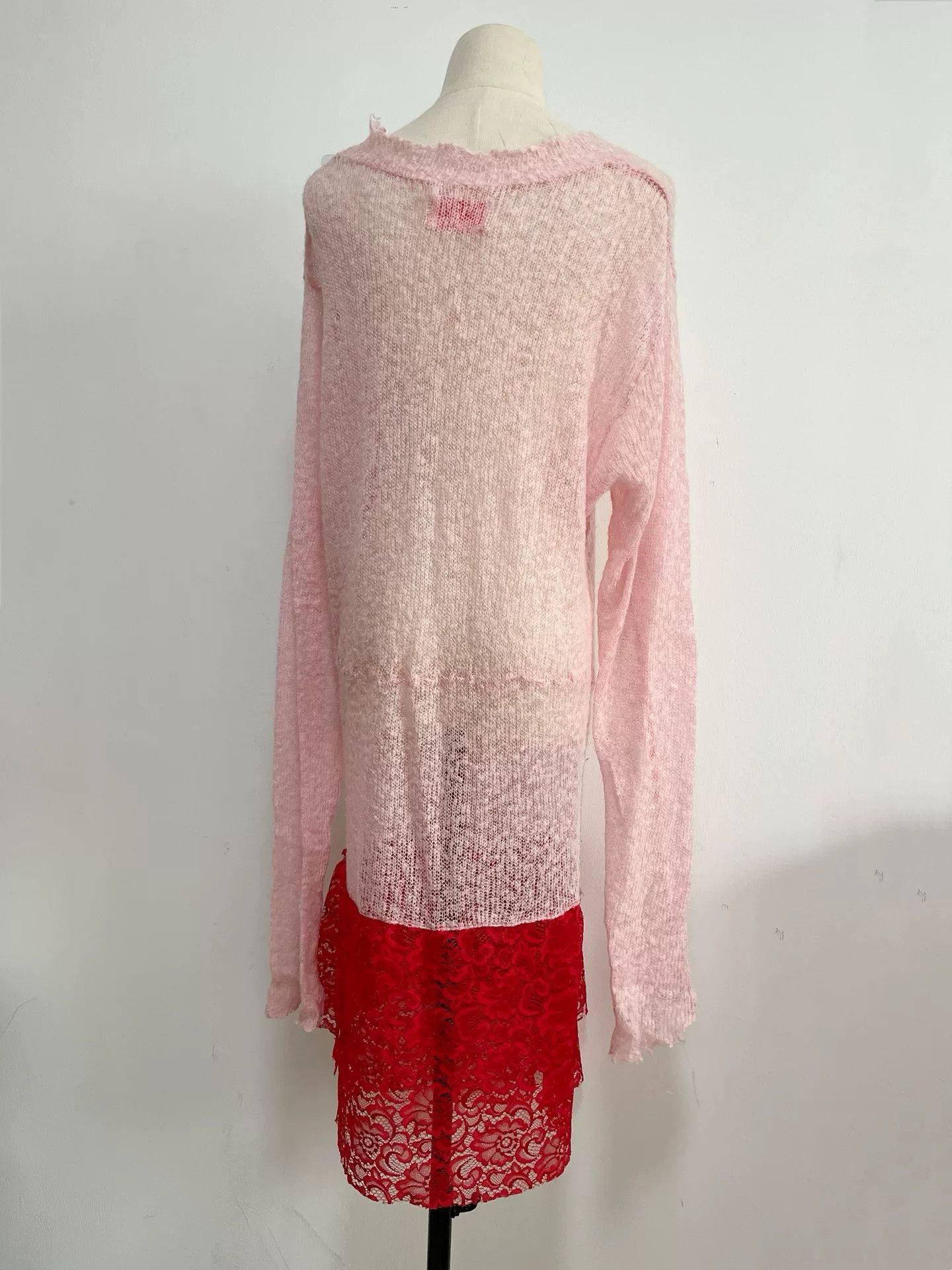 Nozomi Ishiguro Nozomi Ishiguro Light Pink Knit Lace Dress Size M / US 6-8 / IT 42-44 - 4 Thumbnail