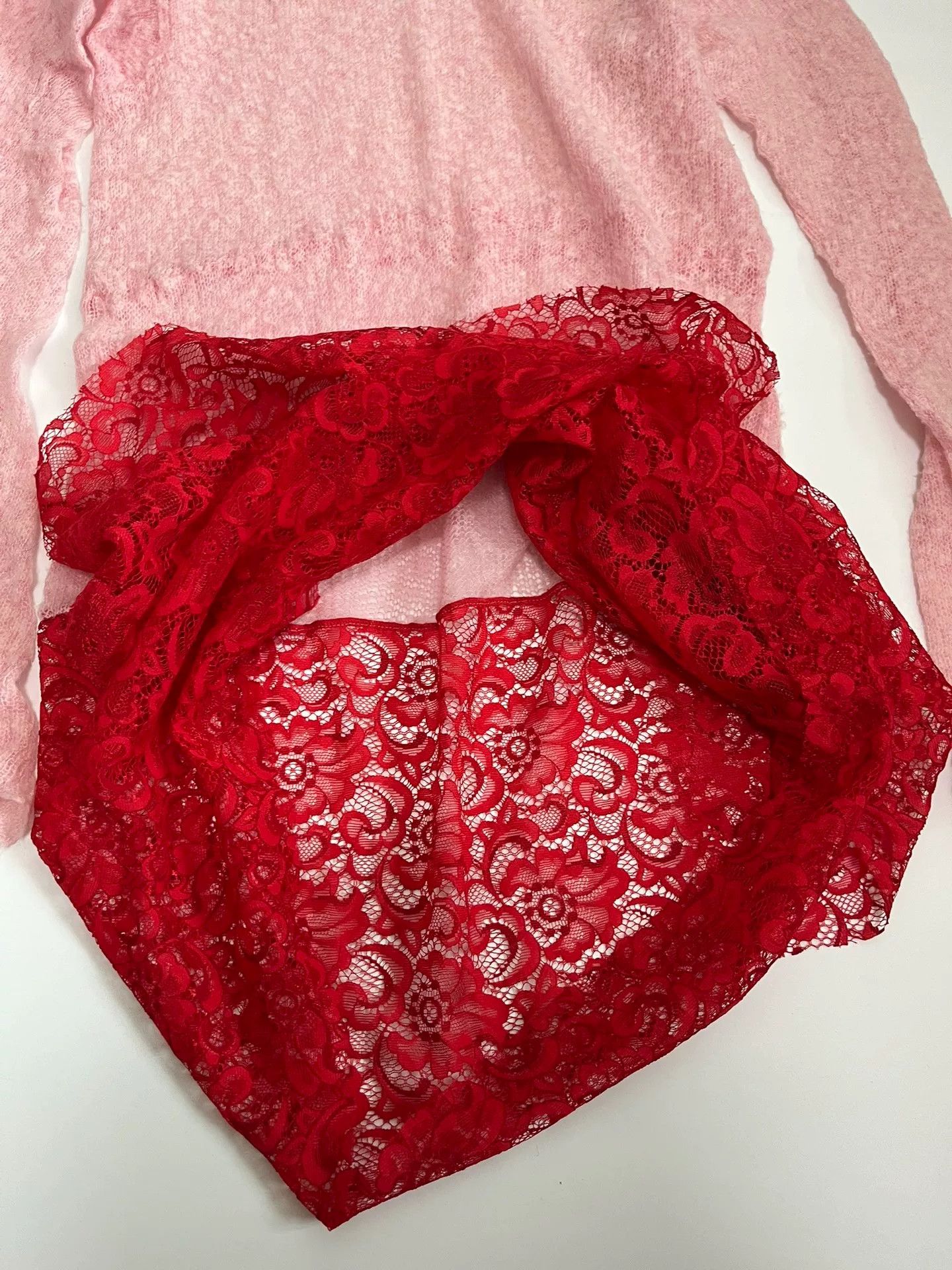 Nozomi Ishiguro Nozomi Ishiguro Light Pink Knit Lace Dress Size M / US 6-8 / IT 42-44 - 5 Thumbnail