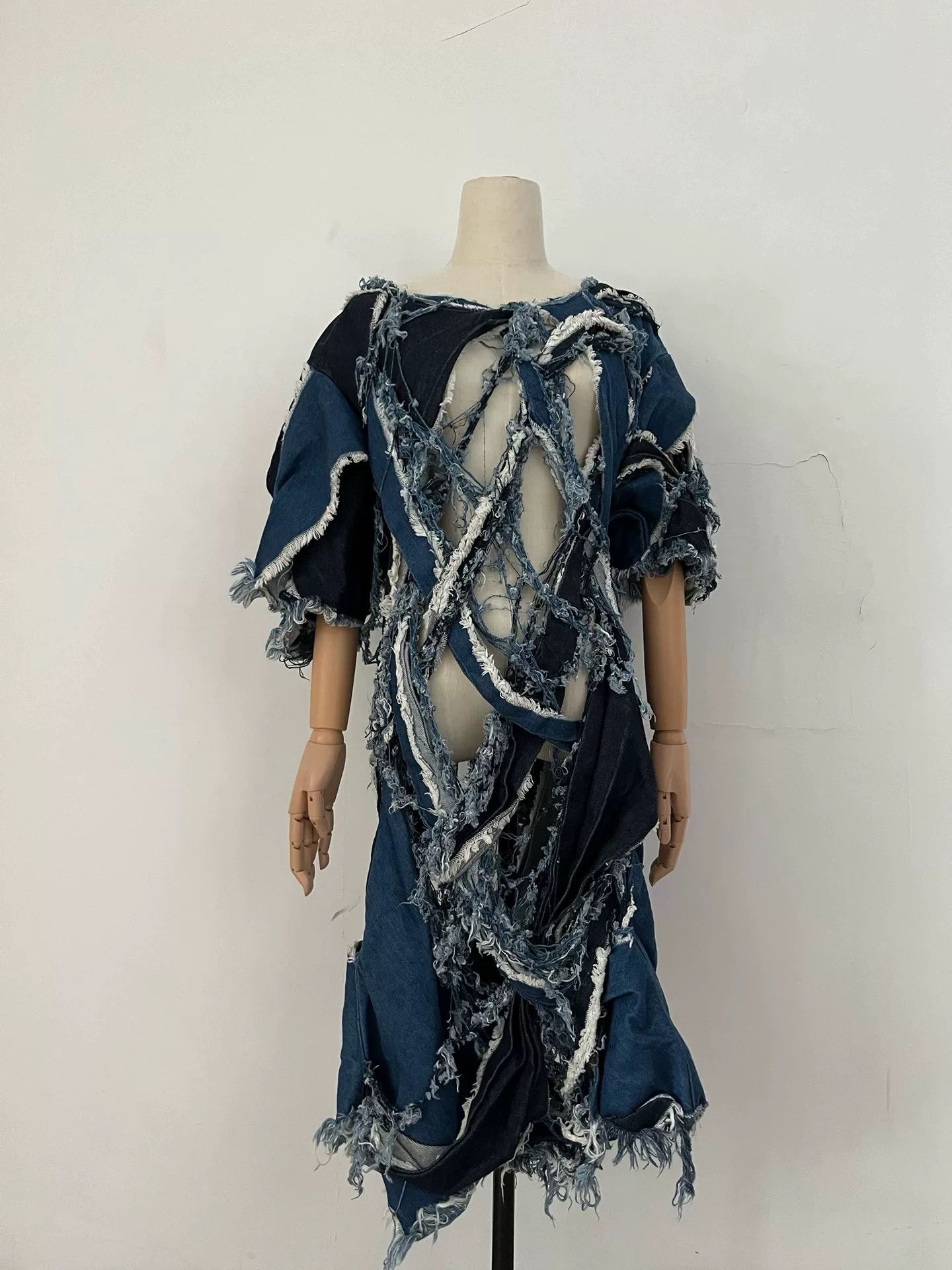 Nozomi Ishiguro Nozomi Ishiguro Denim Distressed Dress Size M / US 6-8 / IT 42-44 - 4 Thumbnail