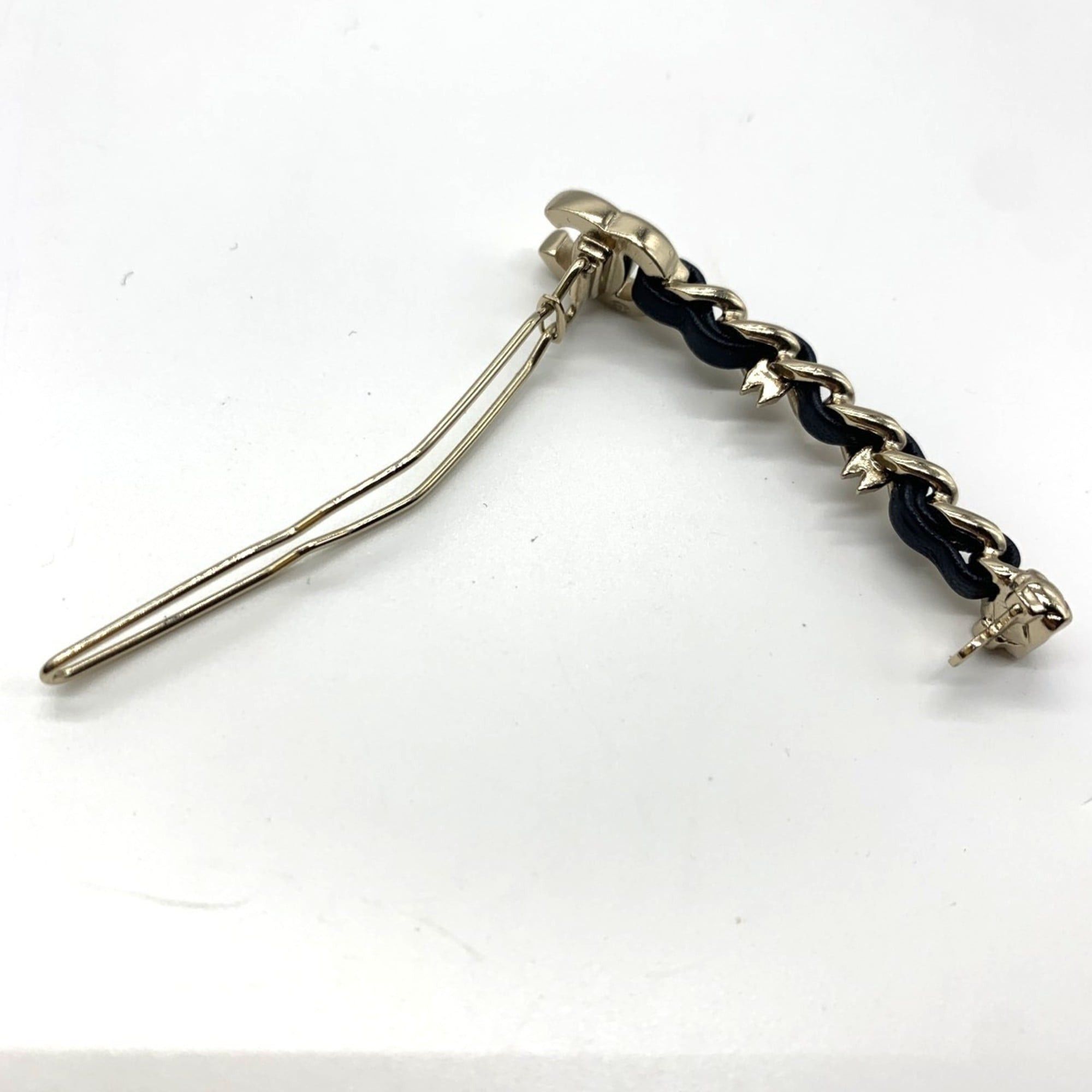 Chanel Chanel B21S Turnlock Coco Mark Design Barrette Hairpin Hair Accessory Gold/Black Women's CHANEL Size ONE SIZE - 3 Thumbnail