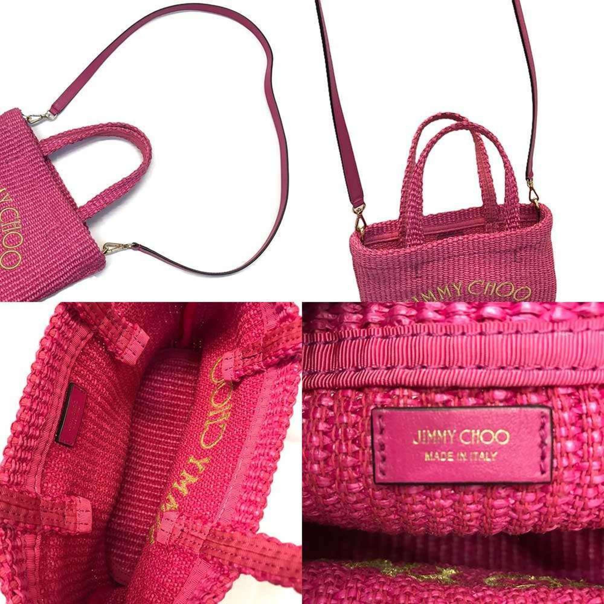 Jimmy Choo Jimmy Choo East West Mini Raffia Beach Tote Bag, Pink, for Women Size ONE SIZE - 5 Thumbnail