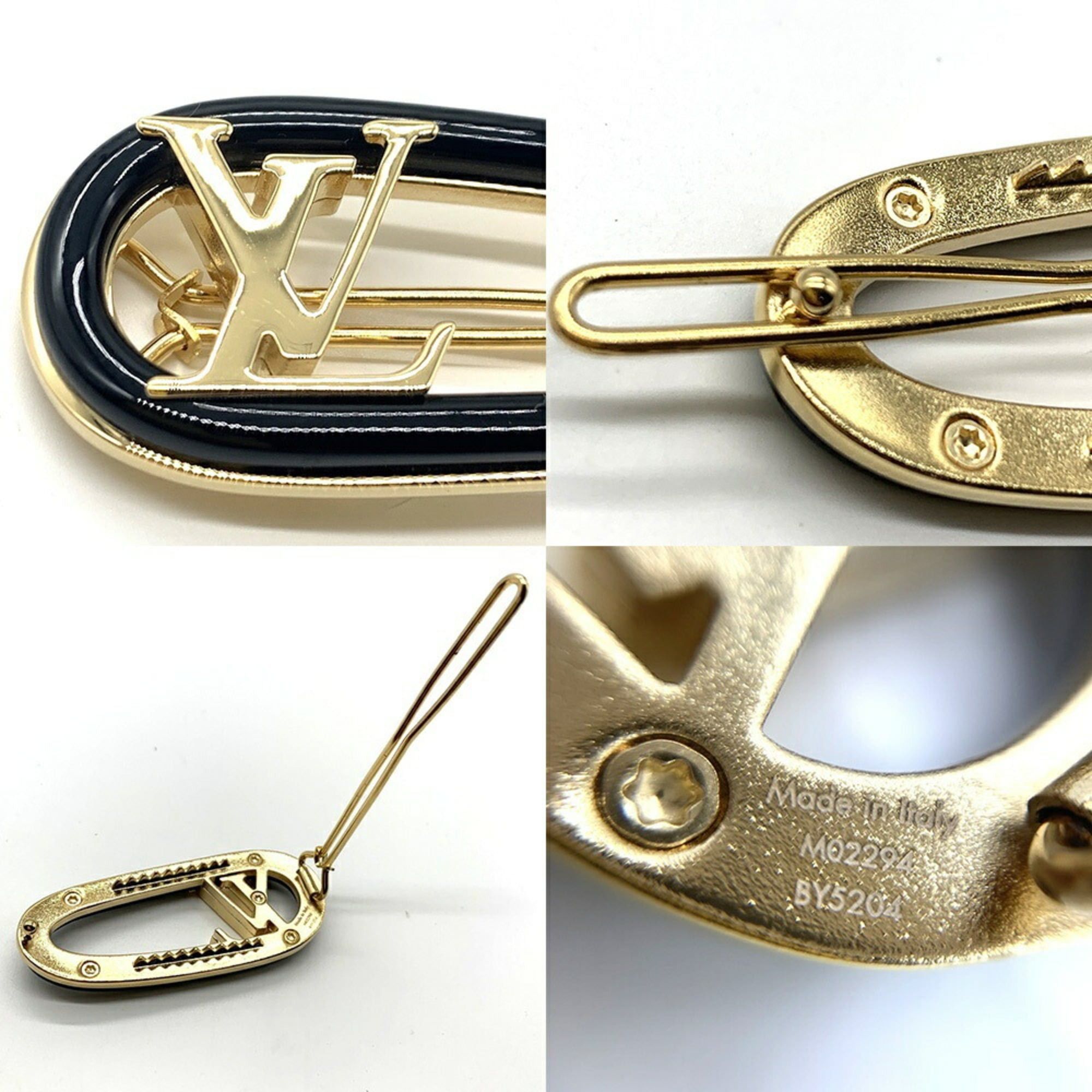Louis Vuitton Louis Vuitton Barrette My LV Chain M02294 Gold Black Metal Hair Clip for Women LOUIS VUITTON Size ONE SIZE - 3 Thumbnail