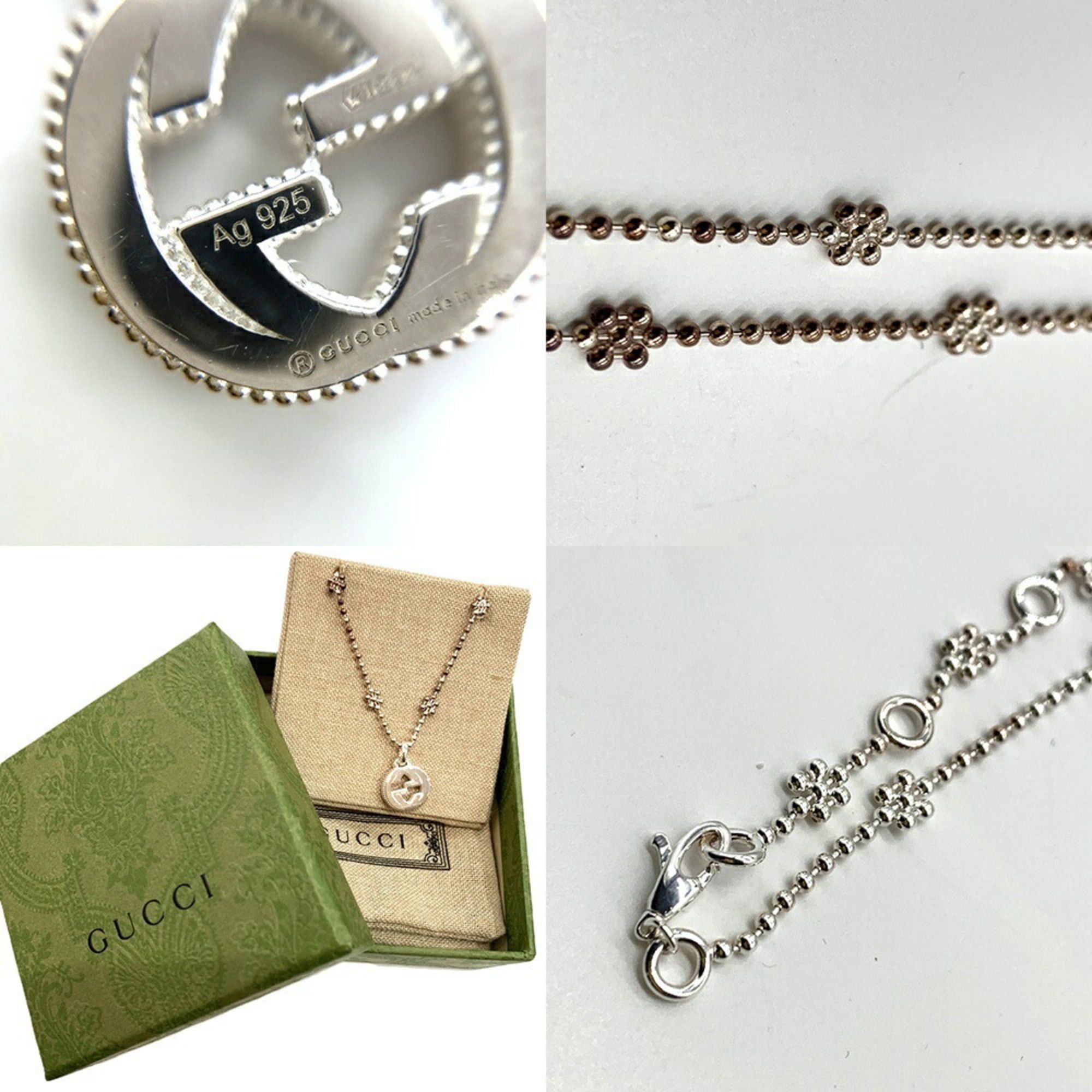 Gucci Gucci Interlocking G Flower Necklace, Sterling Silver 925, Women's GUCCI Size ONE SIZE - 2 Thumbnail