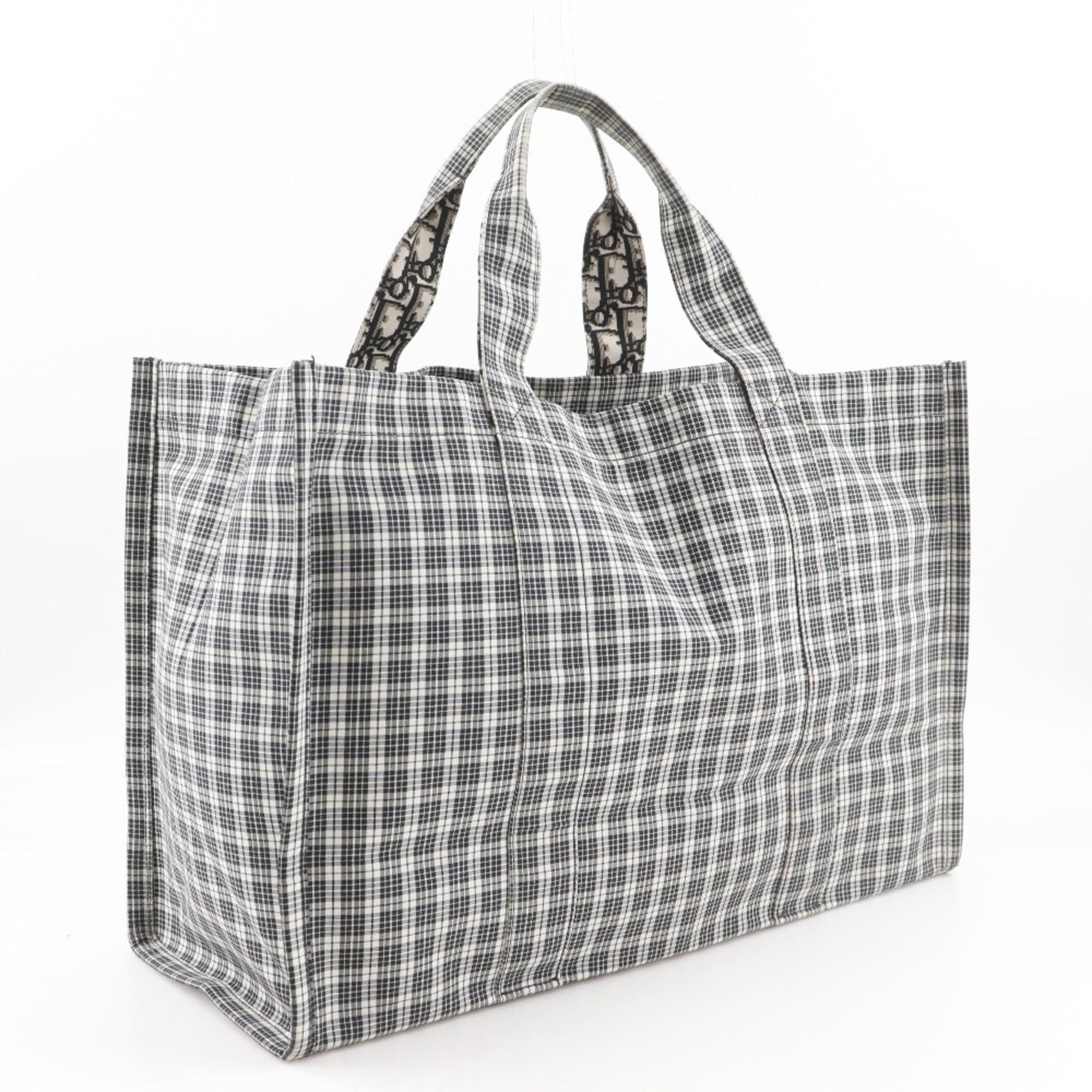 Dior Christian Dior Tote Bag Handbag Check 50-MA-0169 Cotton Black/White A4 Open for Women Size ONE SIZE - 3 Thumbnail
