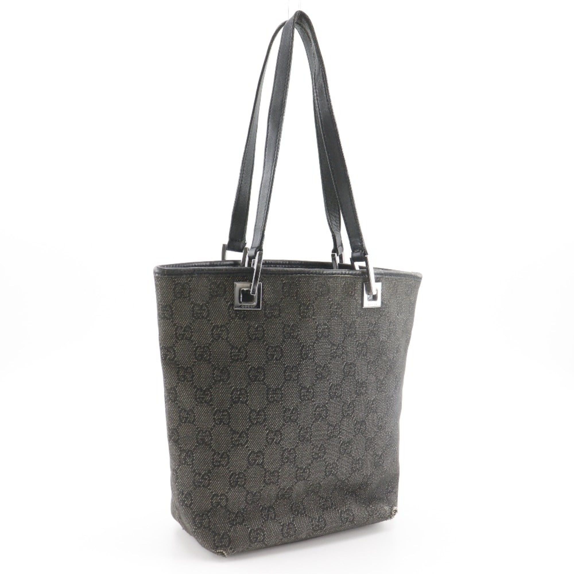 Gucci Gucci GG Denim Tote Bag 31244, Black Denim, A5 Size, Open, Women's Size ONE SIZE - 3 Thumbnail