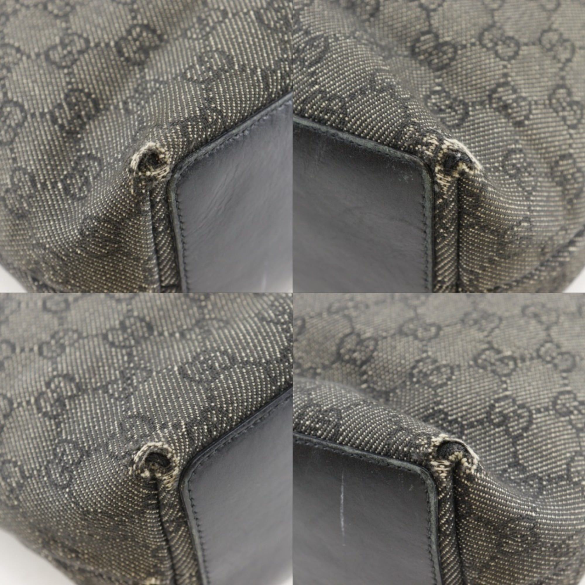 Gucci Gucci GG Denim Tote Bag 31244, Black Denim, A5 Size, Open, Women's Size ONE SIZE - 4 Thumbnail