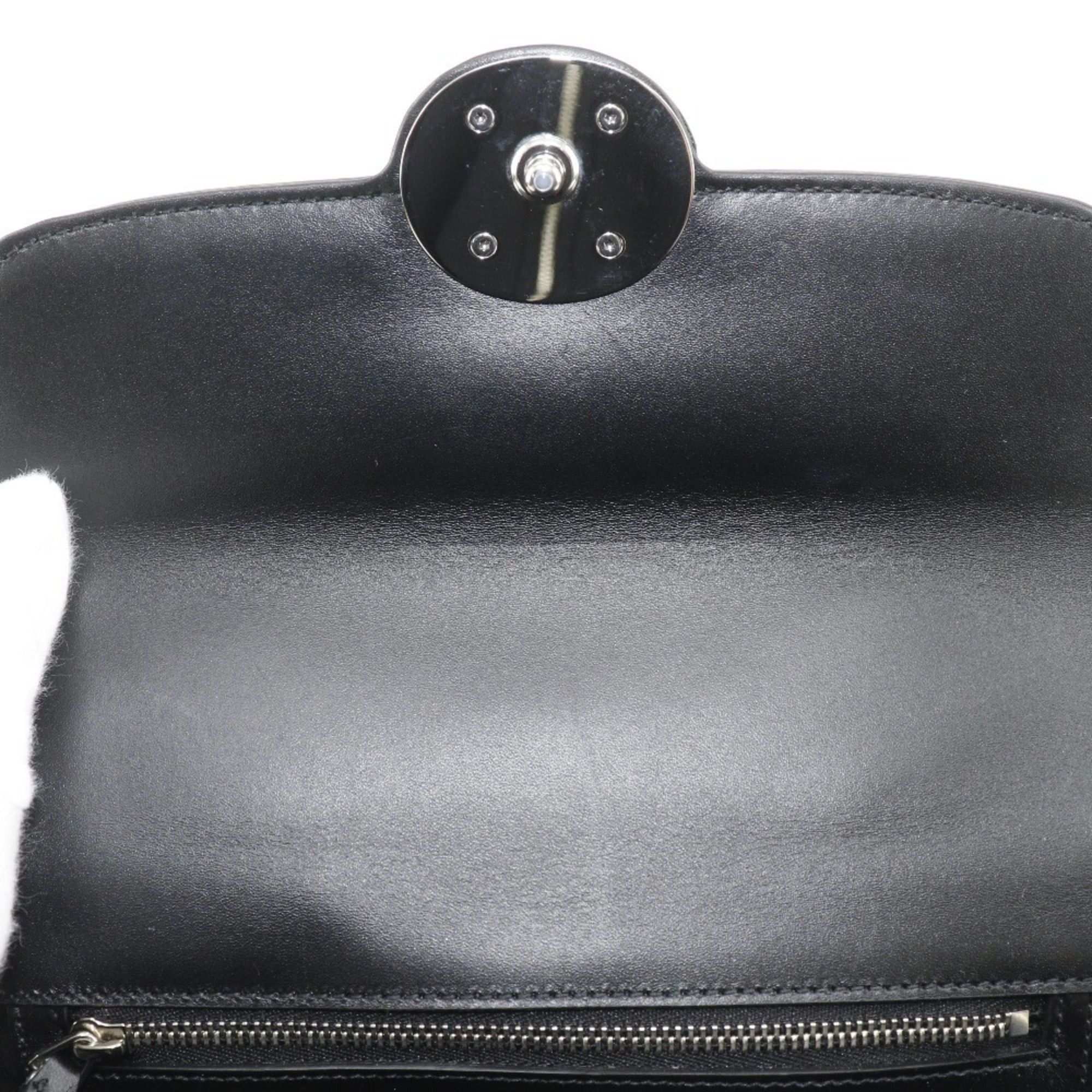 Gucci Gucci Petit GG Shoulder Bag, Double G, 2-Way, 739722, Leather, Black, Flap, GG, Women's Size ONE SIZE - 11 Thumbnail