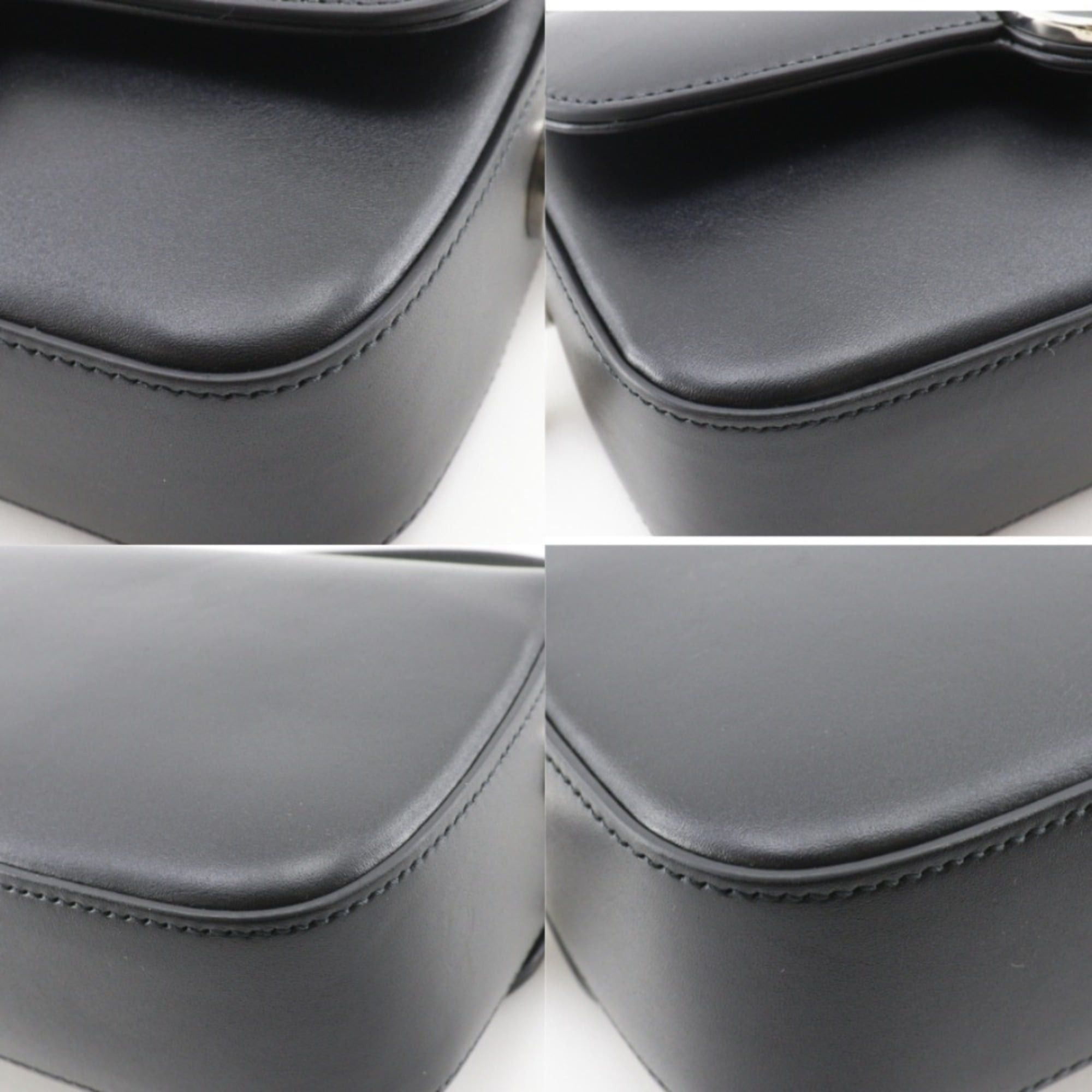 Gucci Gucci Petit GG Shoulder Bag, Double G, 2-Way, 739722, Leather, Black, Flap, GG, Women's Size ONE SIZE - 4 Thumbnail