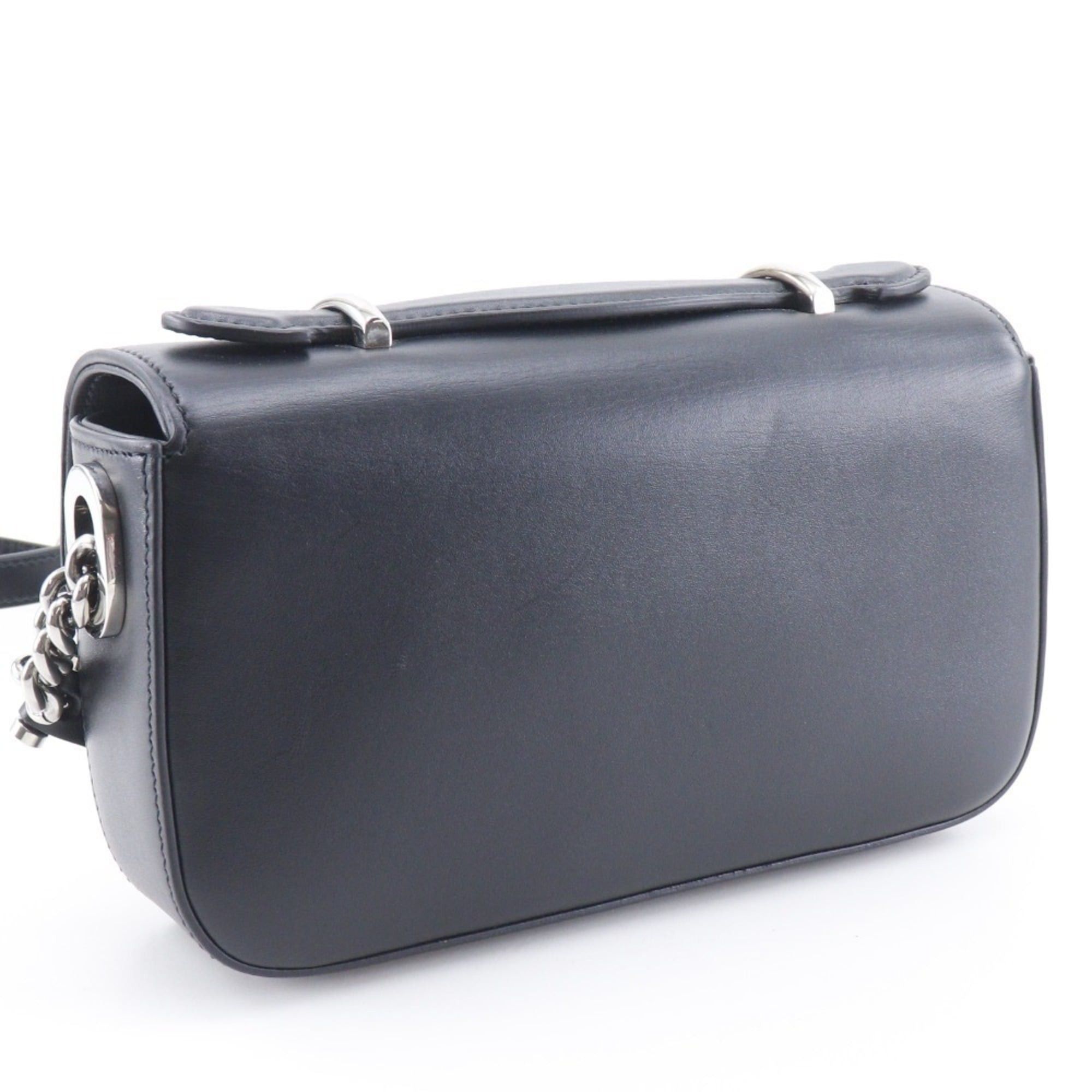 Gucci Gucci Petit GG Shoulder Bag, Double G, 2-Way, 739722, Leather, Black, Flap, GG, Women's Size ONE SIZE - 3 Thumbnail