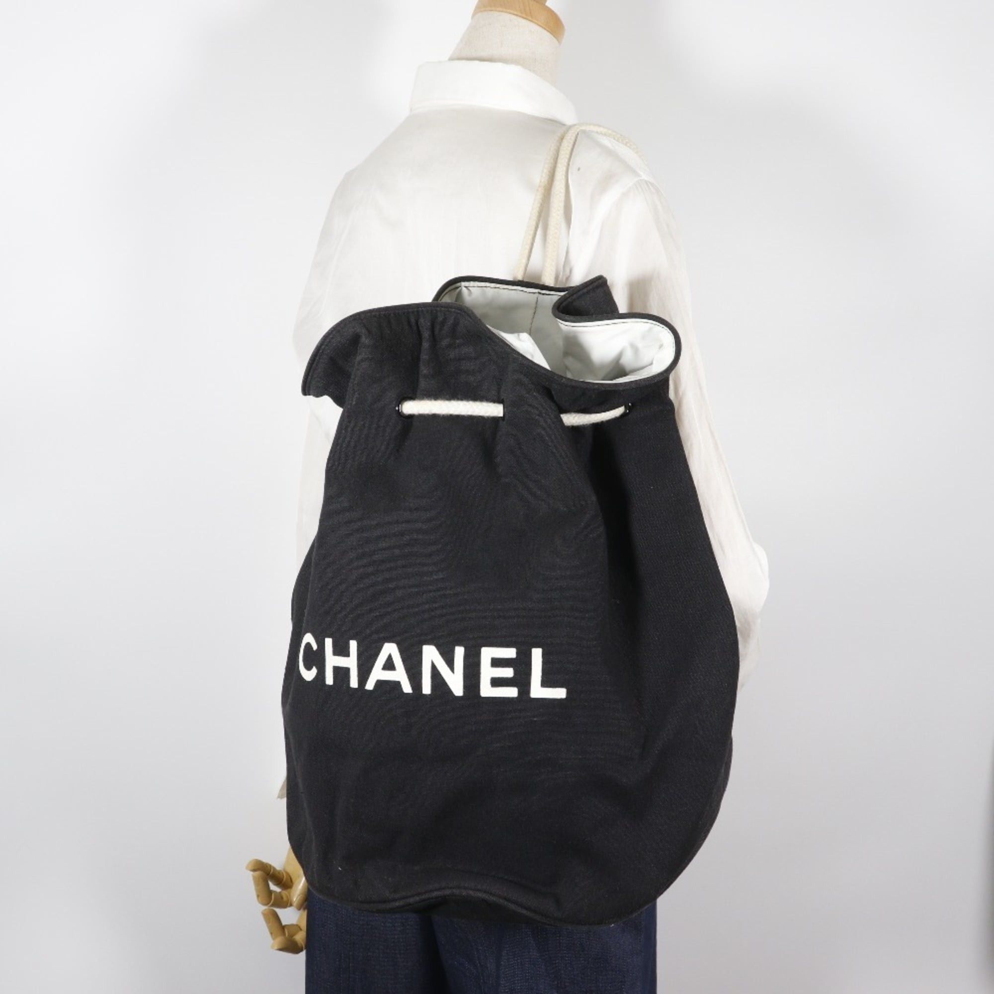 Chanel Chanel Pool Bag Shoulder Logo Cotton Black A5 Women's Size ONE SIZE - 18 Thumbnail
