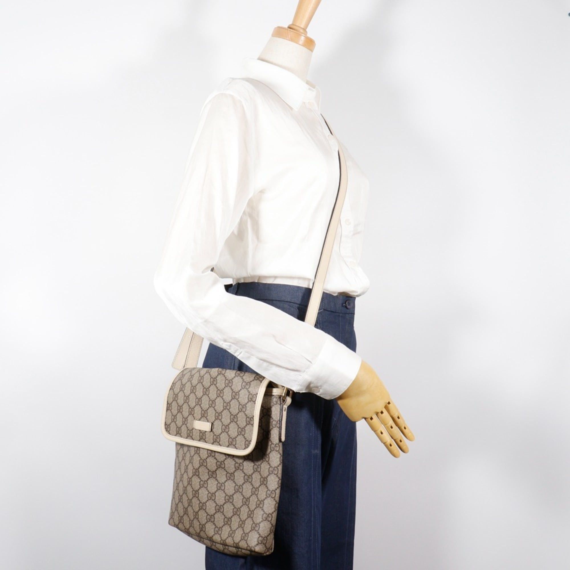 Gucci Gucci Shoulder Bag 223666 GG Supreme Canvas Beige A5 Magnetic Closure Unisex Size ONE SIZE - 15 Thumbnail