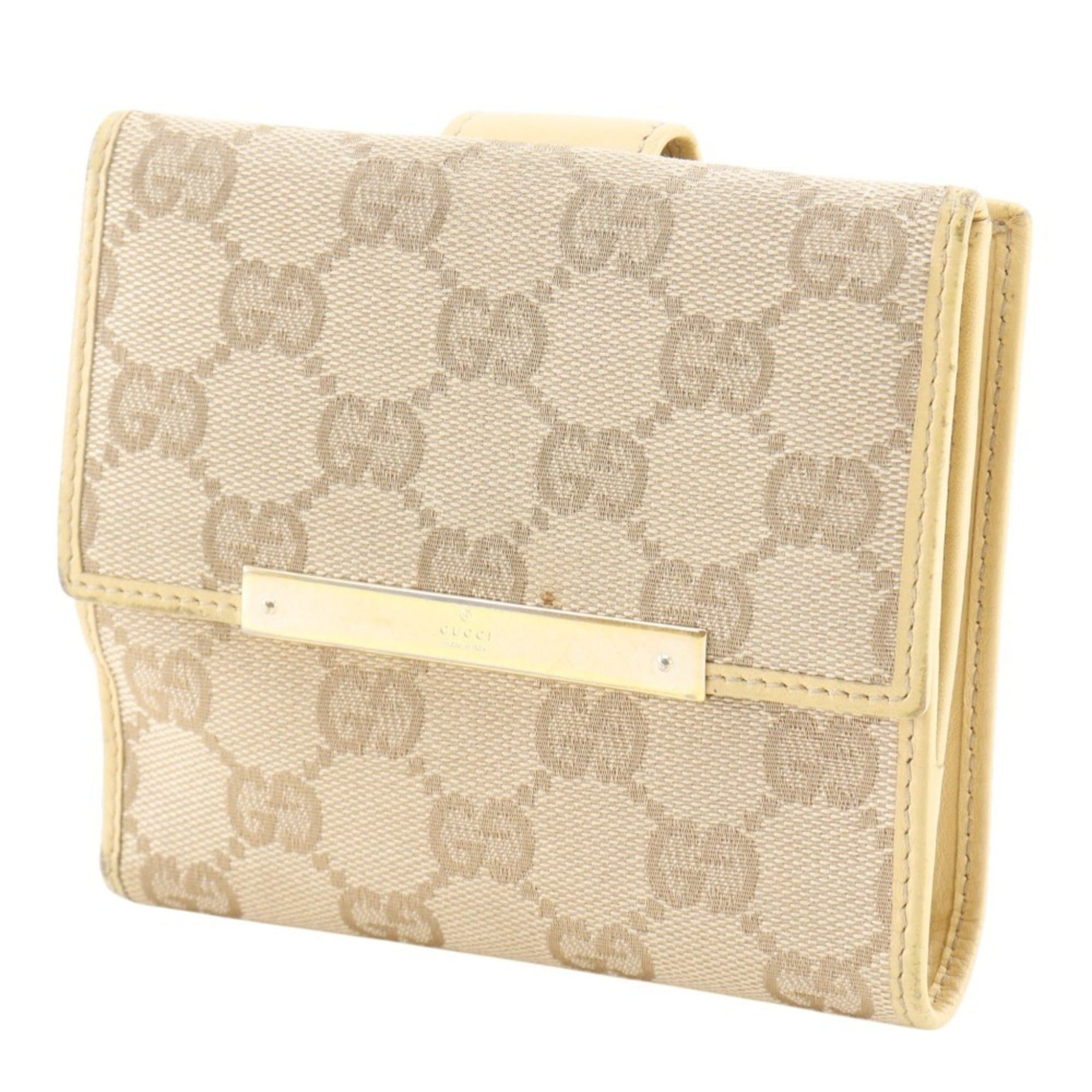 Gucci Gucci Bi-fold Wallet 112664 GG Canvas Beige Snap Button Women's Size ONE SIZE - 2 Thumbnail