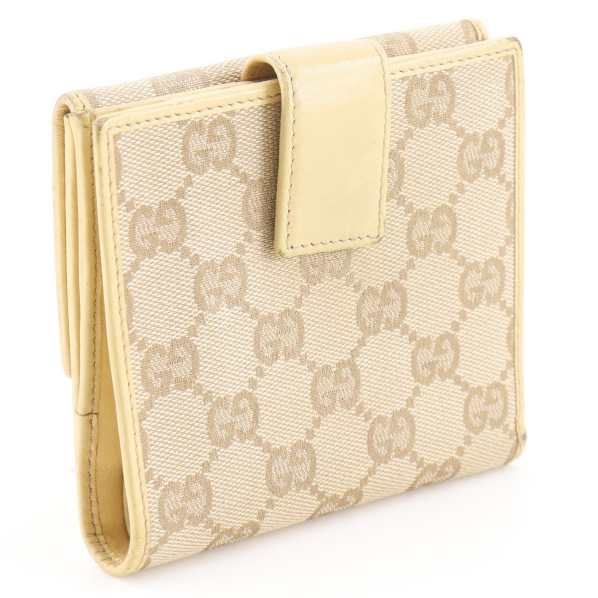 Gucci Gucci Bi-fold Wallet 112664 GG Canvas Beige Snap Button Women's Size ONE SIZE - 3 Thumbnail