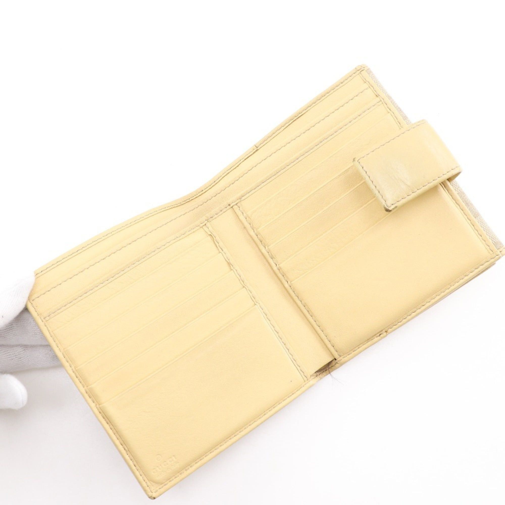 Gucci Gucci Bi-fold Wallet 112664 GG Canvas Beige Snap Button Women's Size ONE SIZE - 5 Thumbnail