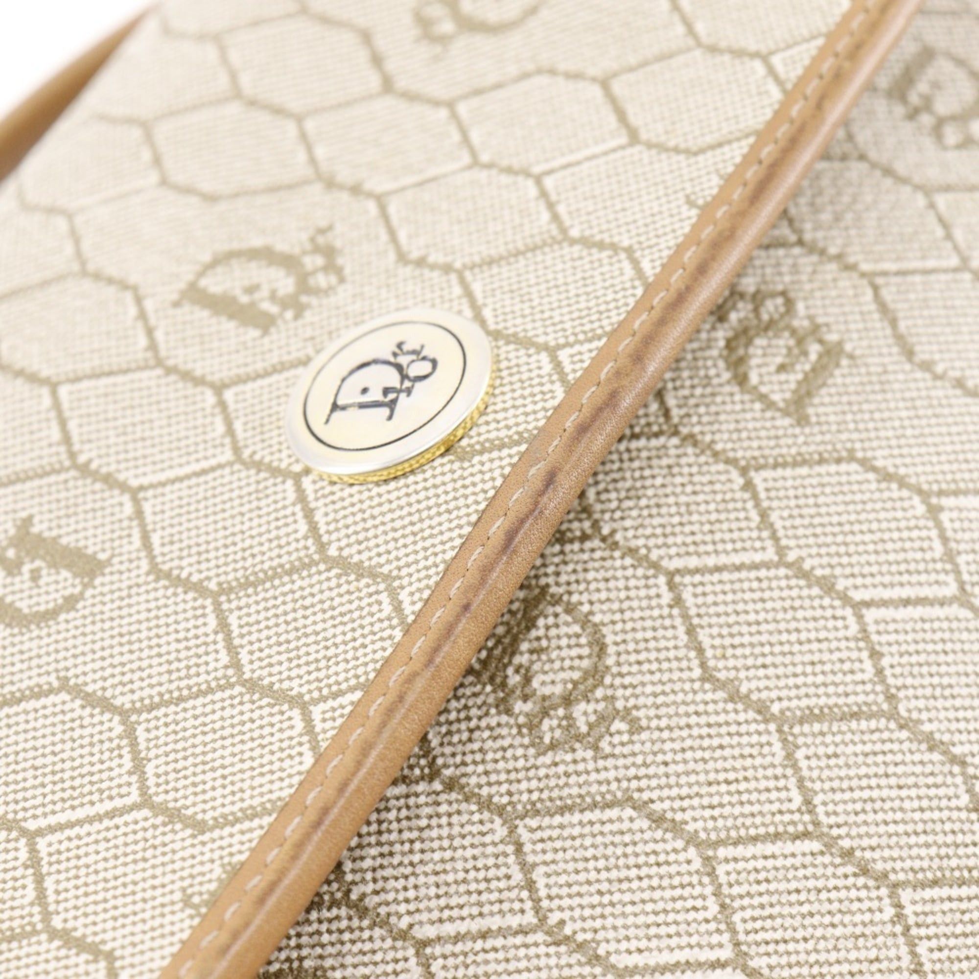 Dior Christian Dior Honeycomb Pattern Shoulder Bag, Vintage PVC, Beige, Magnetic Closure, Women's. Size ONE SIZE - 8 Thumbnail