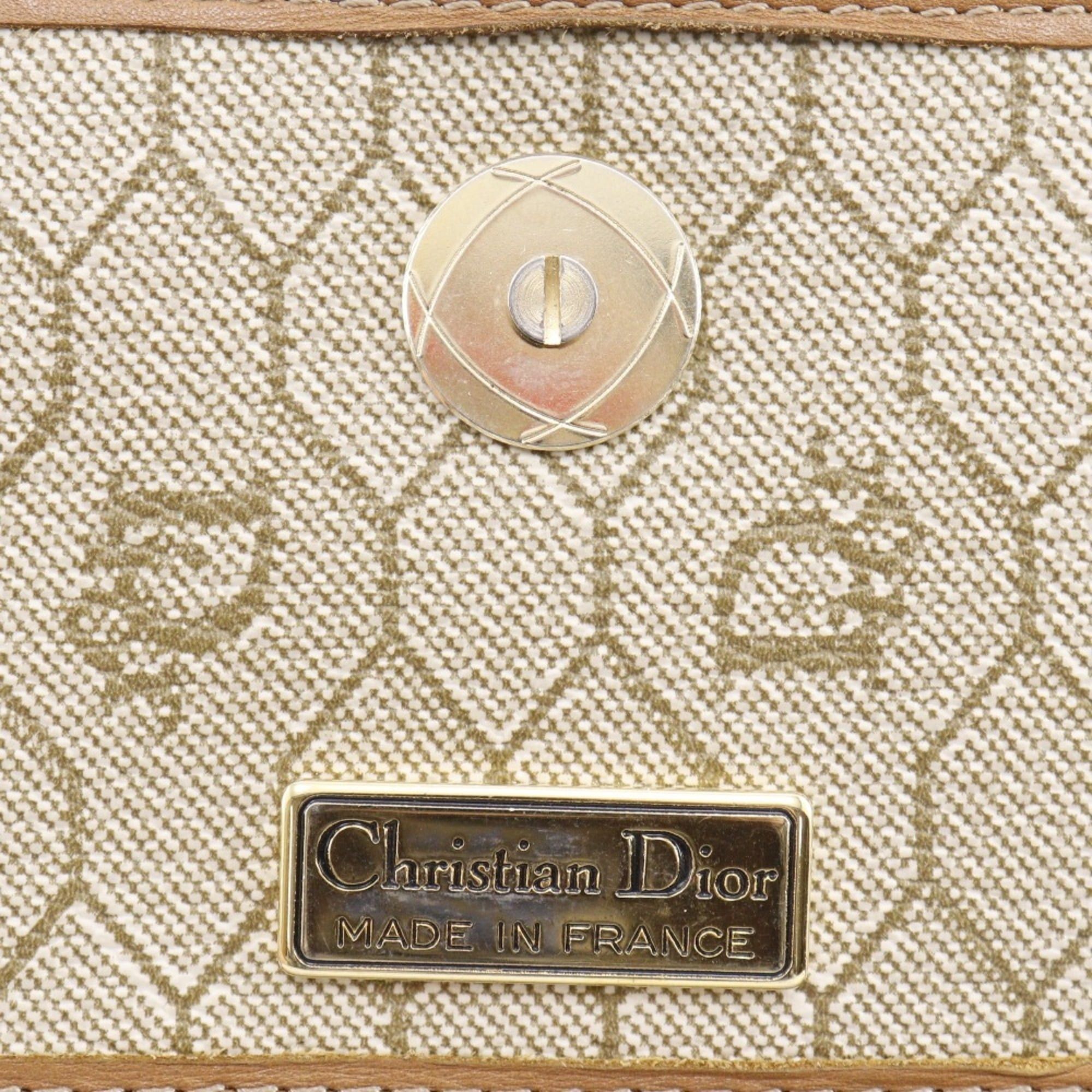 Dior Christian Dior Honeycomb Pattern Shoulder Bag, Vintage PVC, Beige, Magnetic Closure, Women's. Size ONE SIZE - 15 Thumbnail