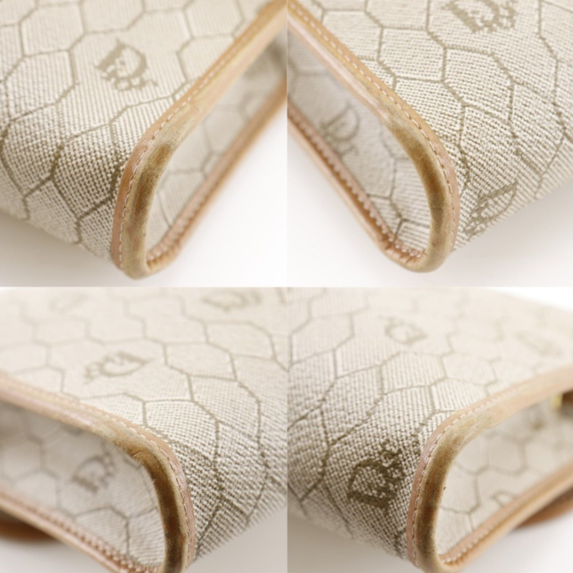 Dior Christian Dior Honeycomb Pattern Shoulder Bag, Vintage PVC, Beige, Magnetic Closure, Women's. Size ONE SIZE - 4 Thumbnail