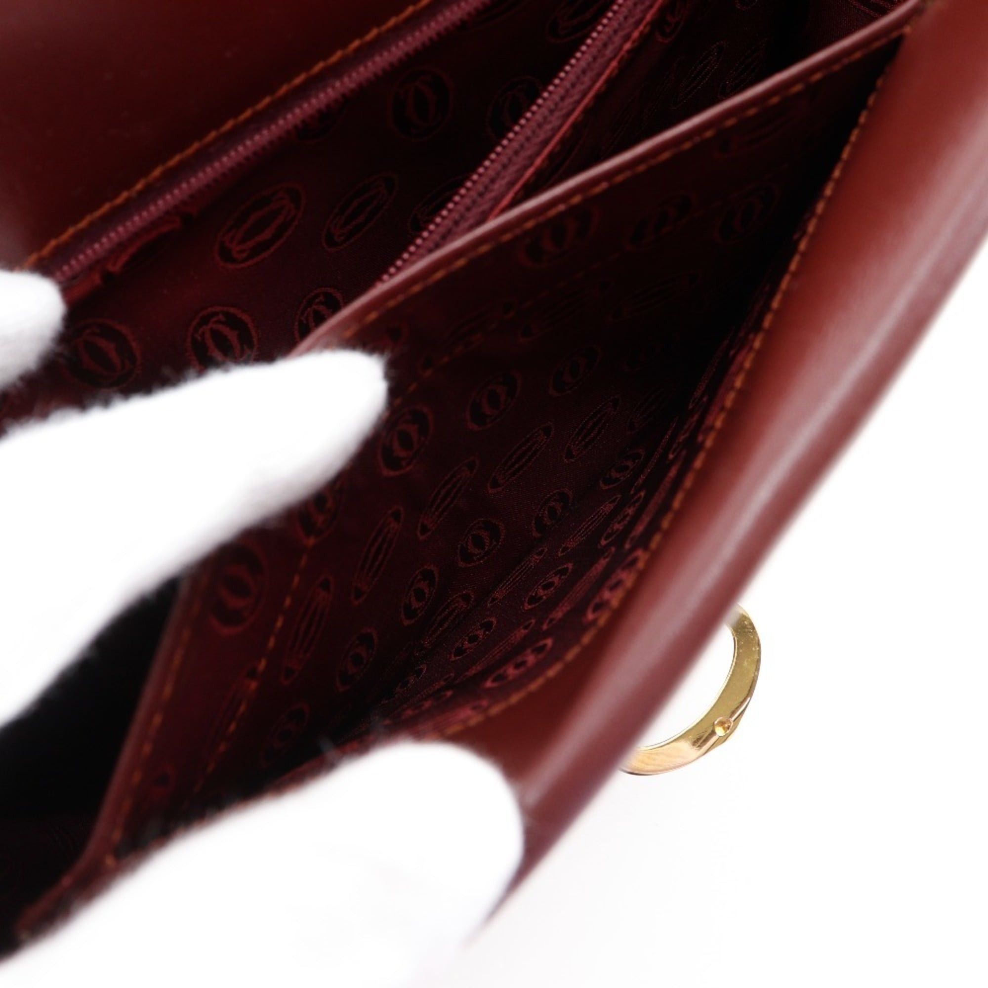 Cartier Cartier Must Line Shoulder Bag, Calfskin, Bordeaux, A5 size, Flap Closure, Women's Size ONE SIZE - 8 Thumbnail