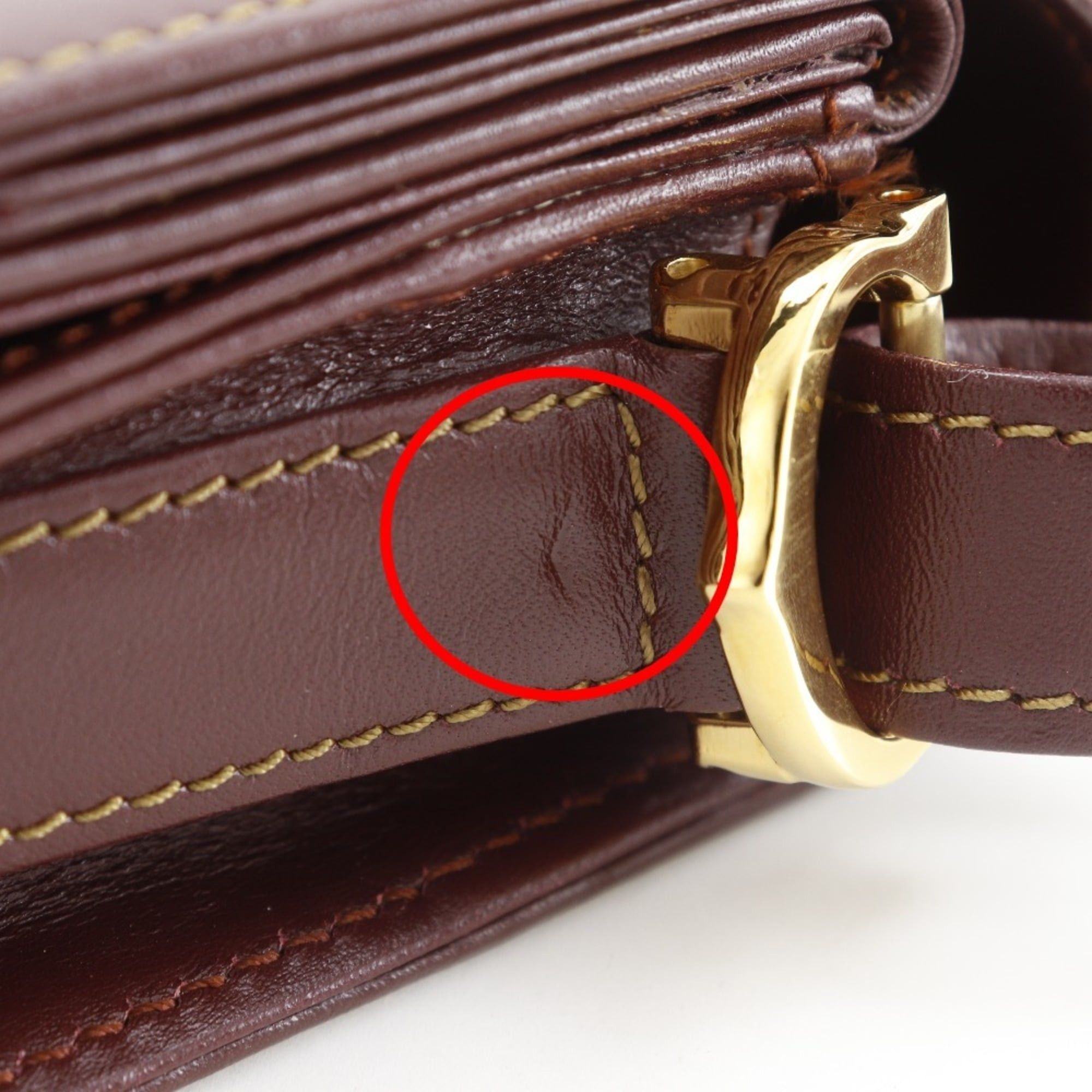 Cartier Cartier Must Line Shoulder Bag, Calfskin, Bordeaux, A5 size, Flap Closure, Women's Size ONE SIZE - 15 Thumbnail