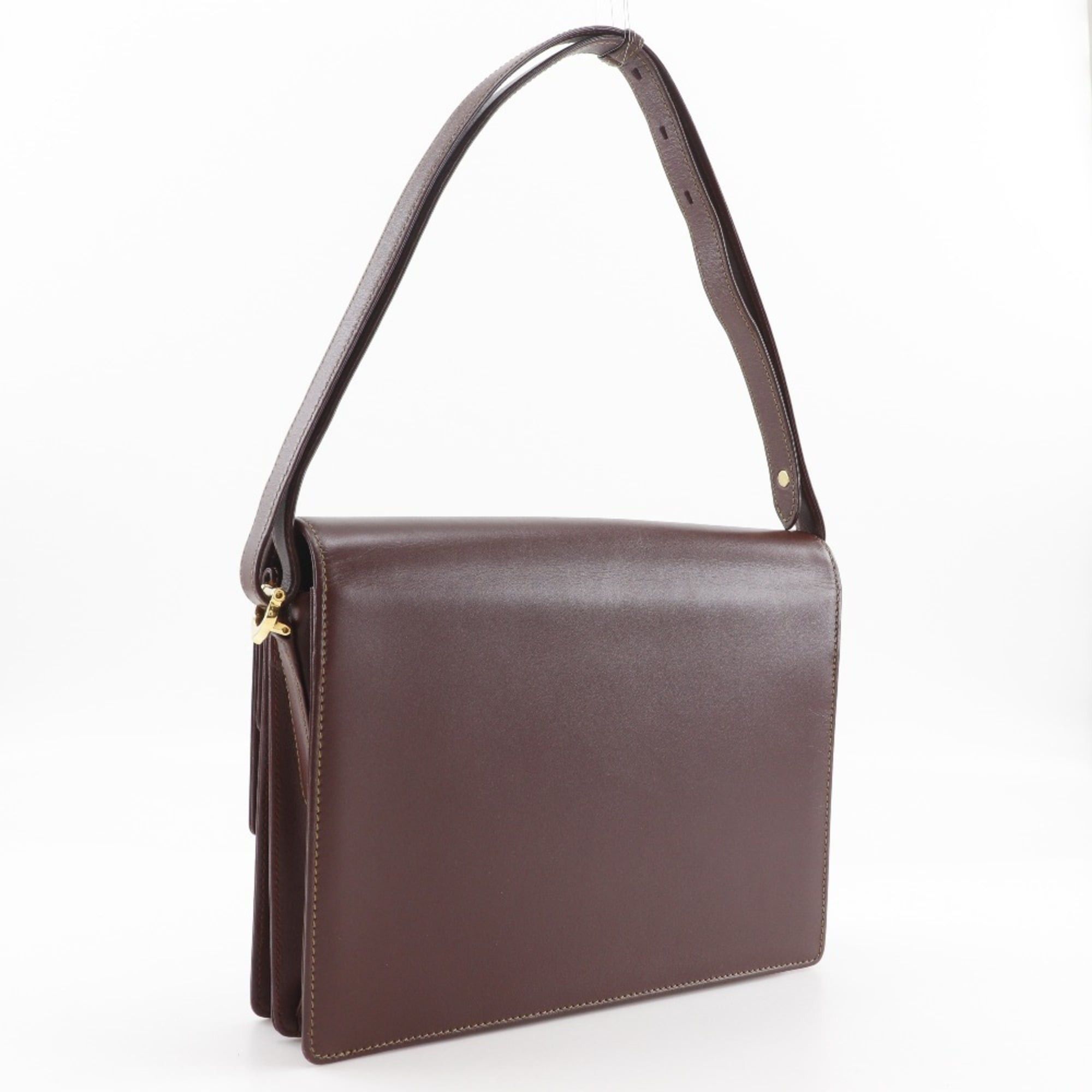 Cartier Cartier Must Line Shoulder Bag, Calfskin, Bordeaux, A5 size, Flap Closure, Women's Size ONE SIZE - 3 Thumbnail