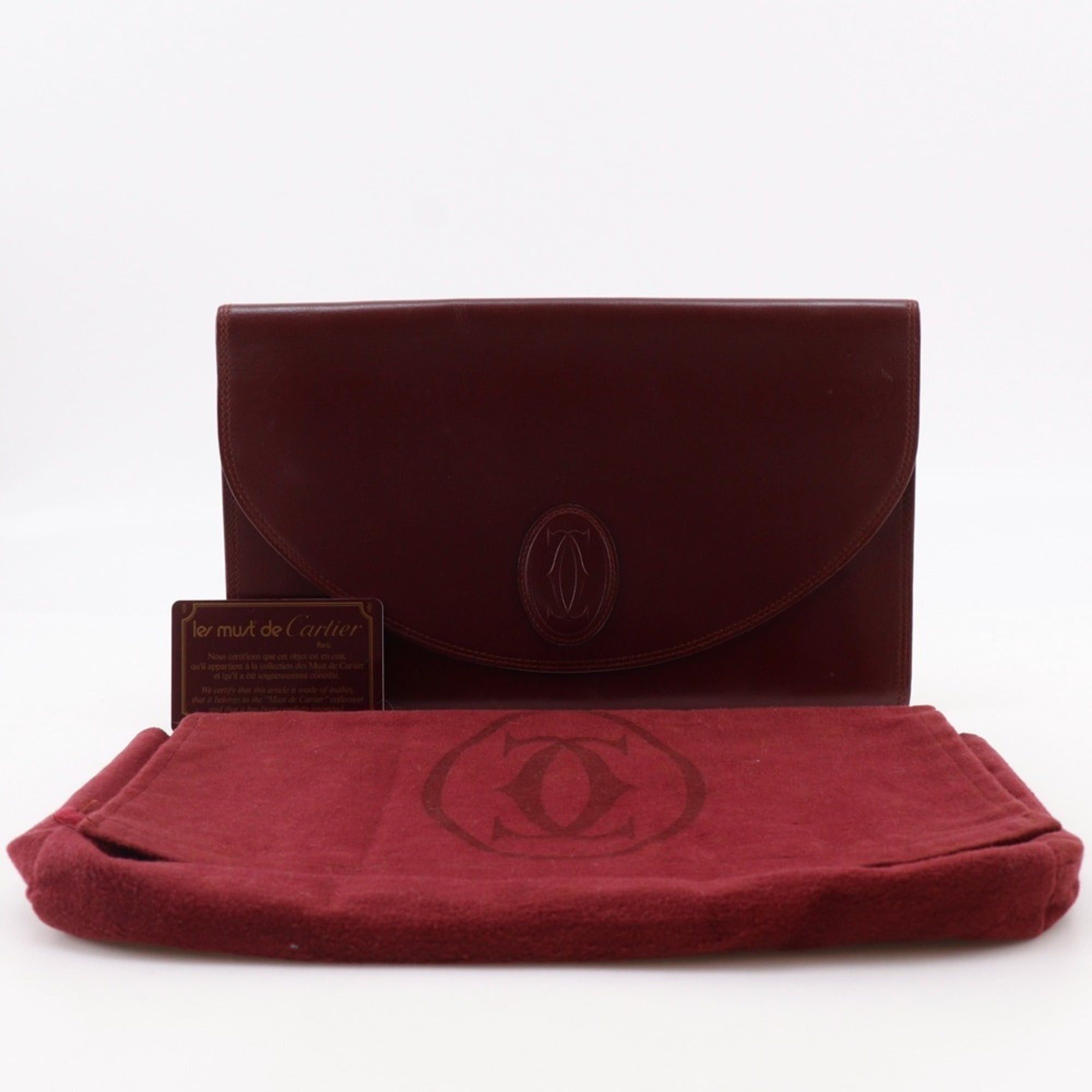 Cartier Cartier Must Line Clutch Bag, Calfskin, Bordeaux, Magnetic Closure, Women's Size ONE SIZE - 15 Thumbnail