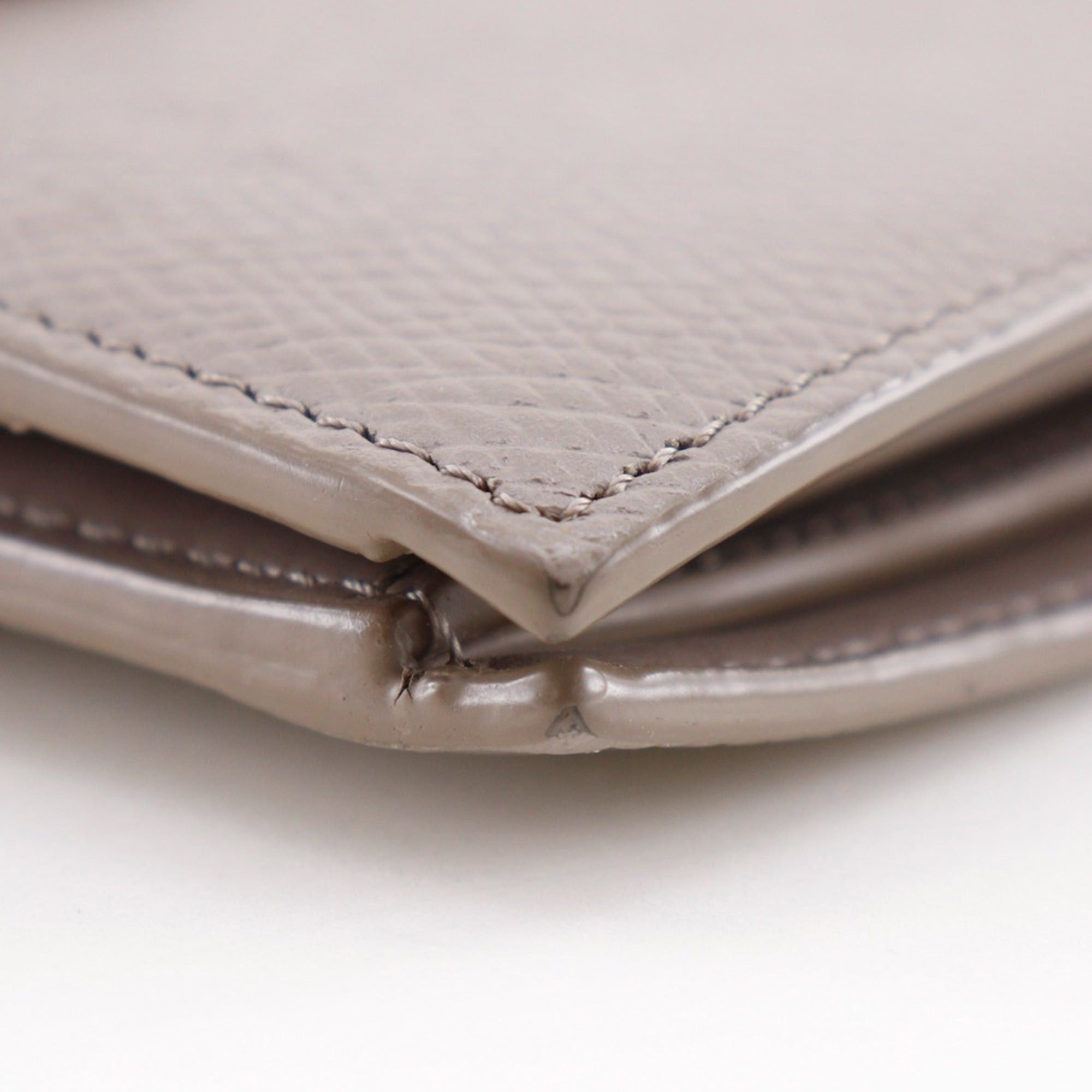 Celine Celine Medium Strap Wallet, Bi-fold Leather, Greige, Snap Button, Women's Size ONE SIZE - 6 Thumbnail