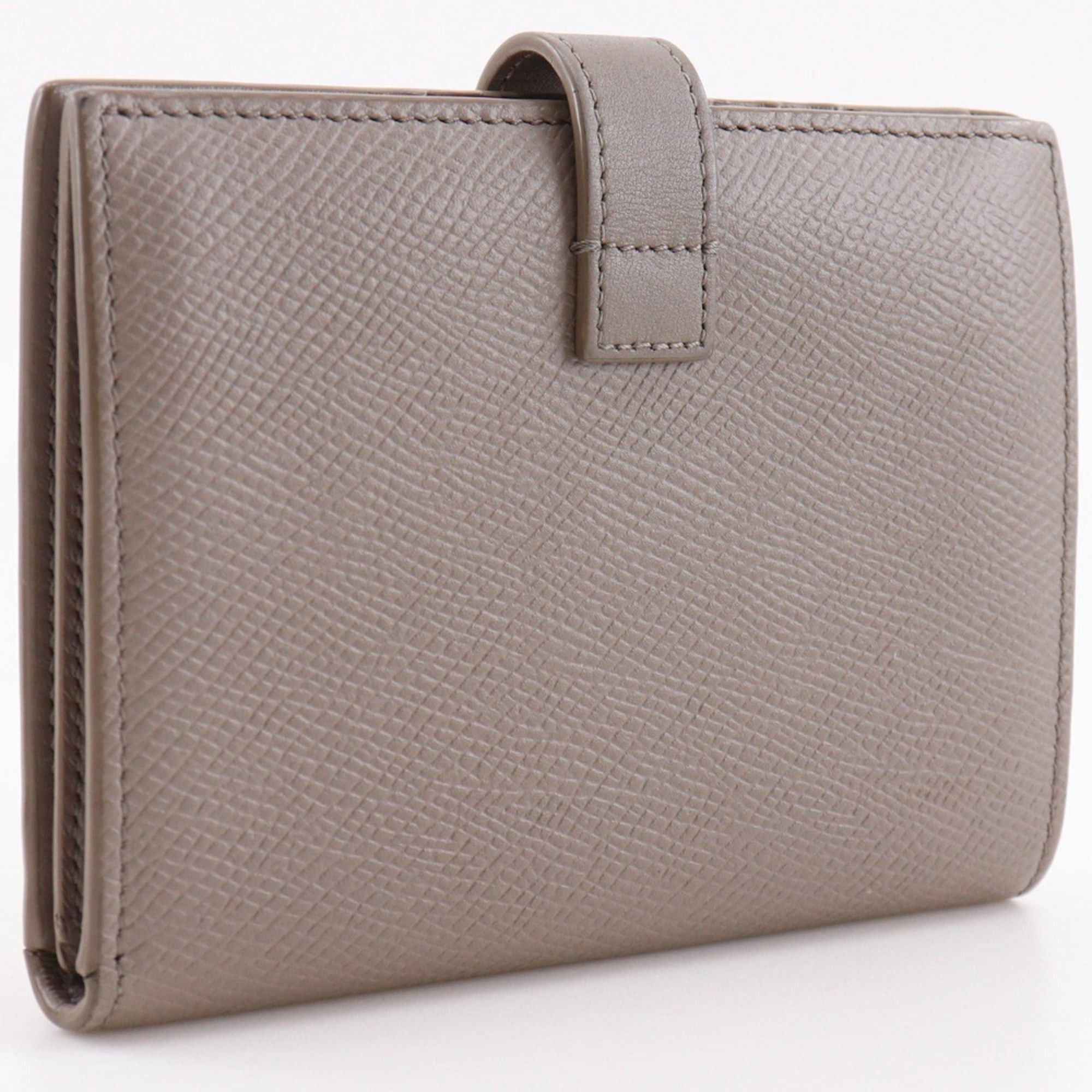 Celine Celine Medium Strap Wallet, Bi-fold Leather, Greige, Snap Button, Women's Size ONE SIZE - 3 Thumbnail