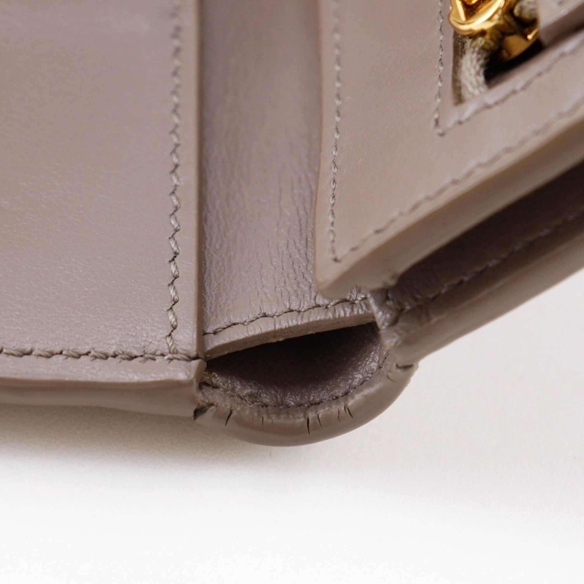 Celine Celine Medium Strap Wallet, Bi-fold Leather, Greige, Snap Button, Women's Size ONE SIZE - 16 Thumbnail