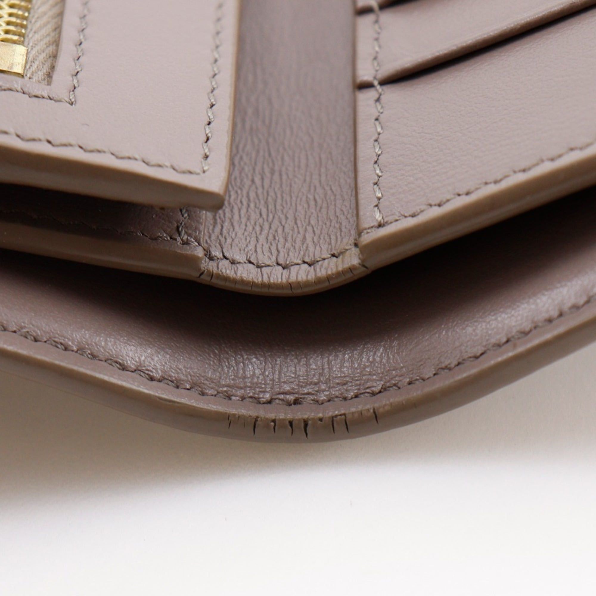 Celine Celine Medium Strap Wallet, Bi-fold Leather, Greige, Snap Button, Women's Size ONE SIZE - 15 Thumbnail
