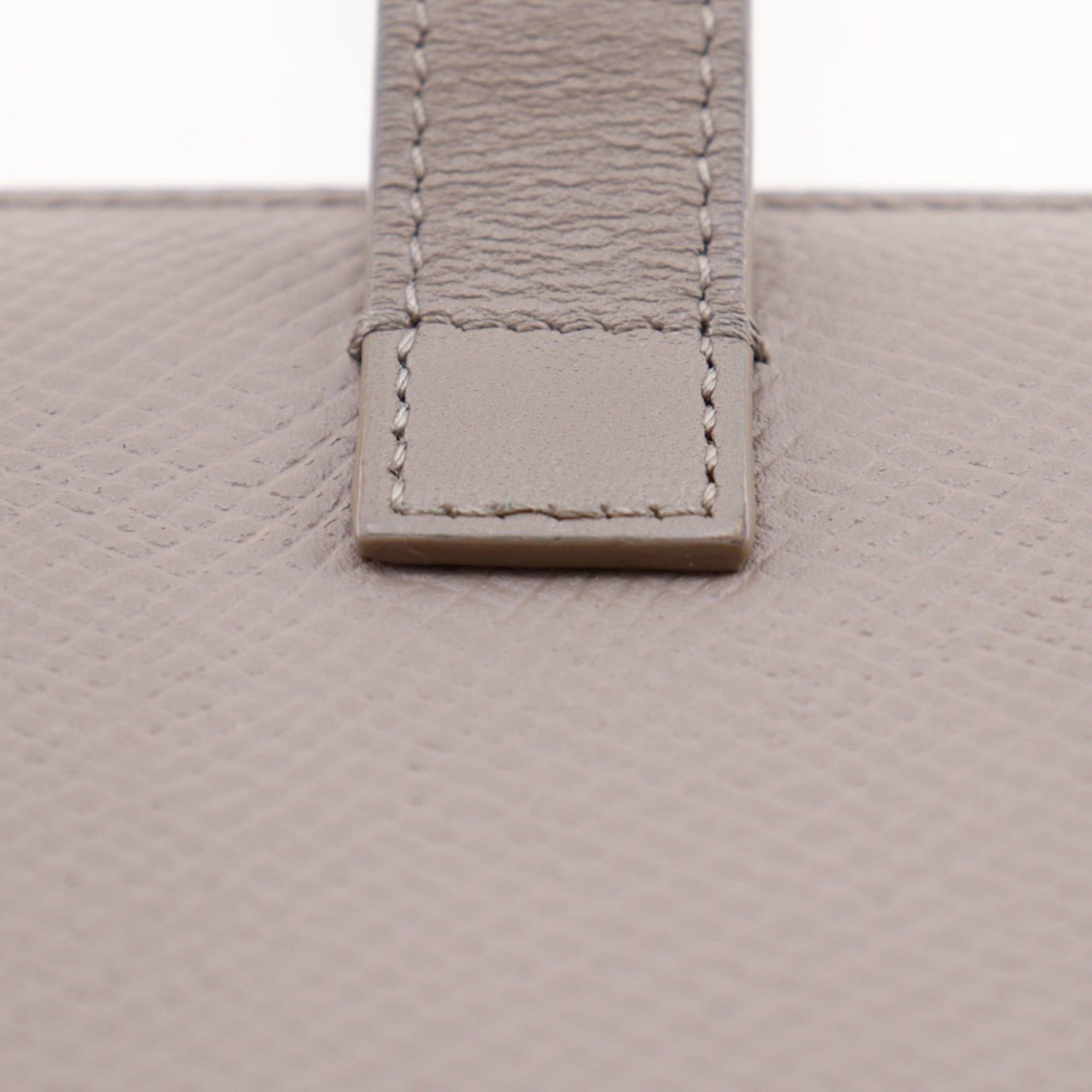 Celine Celine Medium Strap Wallet, Bi-fold Leather, Greige, Snap Button, Women's Size ONE SIZE - 12 Thumbnail
