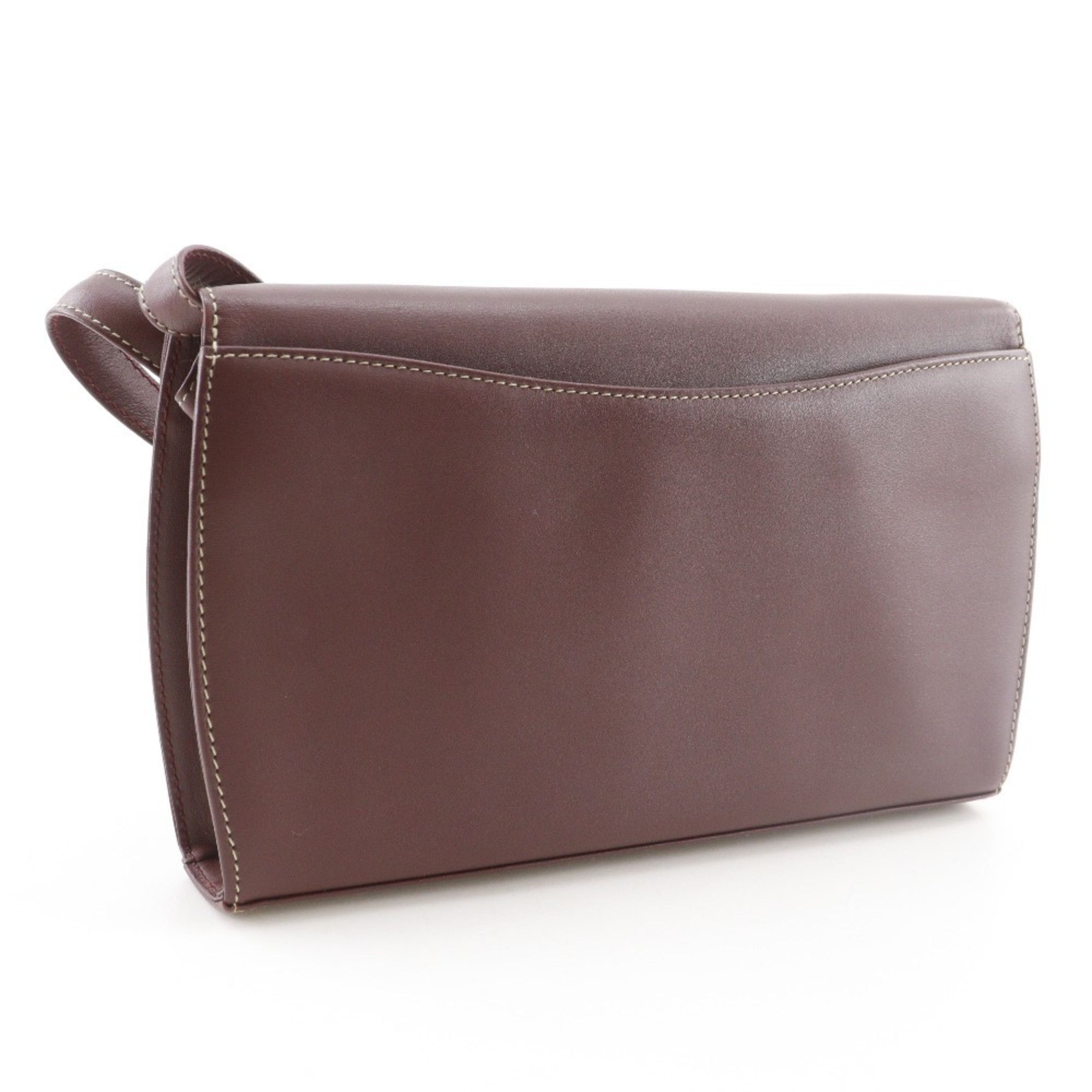Cartier Cartier Must Line Shoulder Bag/Clutch (2-way) - Calfskin, Bordeaux, 2-way, Snap Button, Women's Size ONE SIZE - 3 Thumbnail