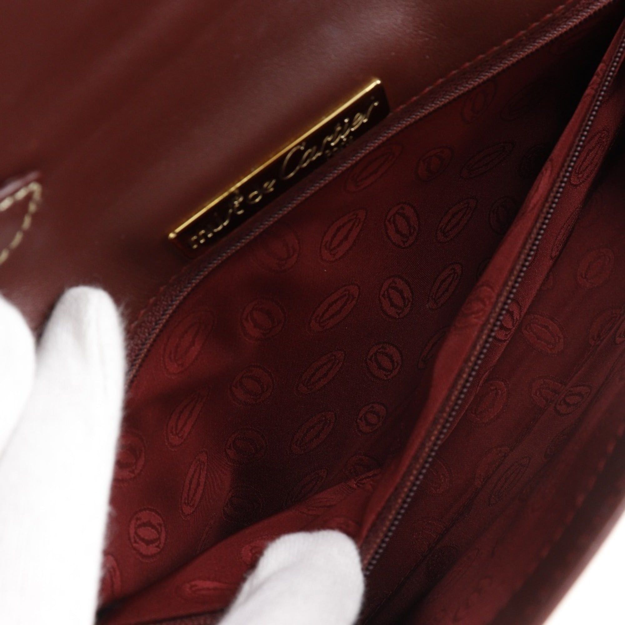 Cartier Cartier Must Line Shoulder Bag/Clutch (2-way) - Calfskin, Bordeaux, 2-way, Snap Button, Women's Size ONE SIZE - 6 Thumbnail