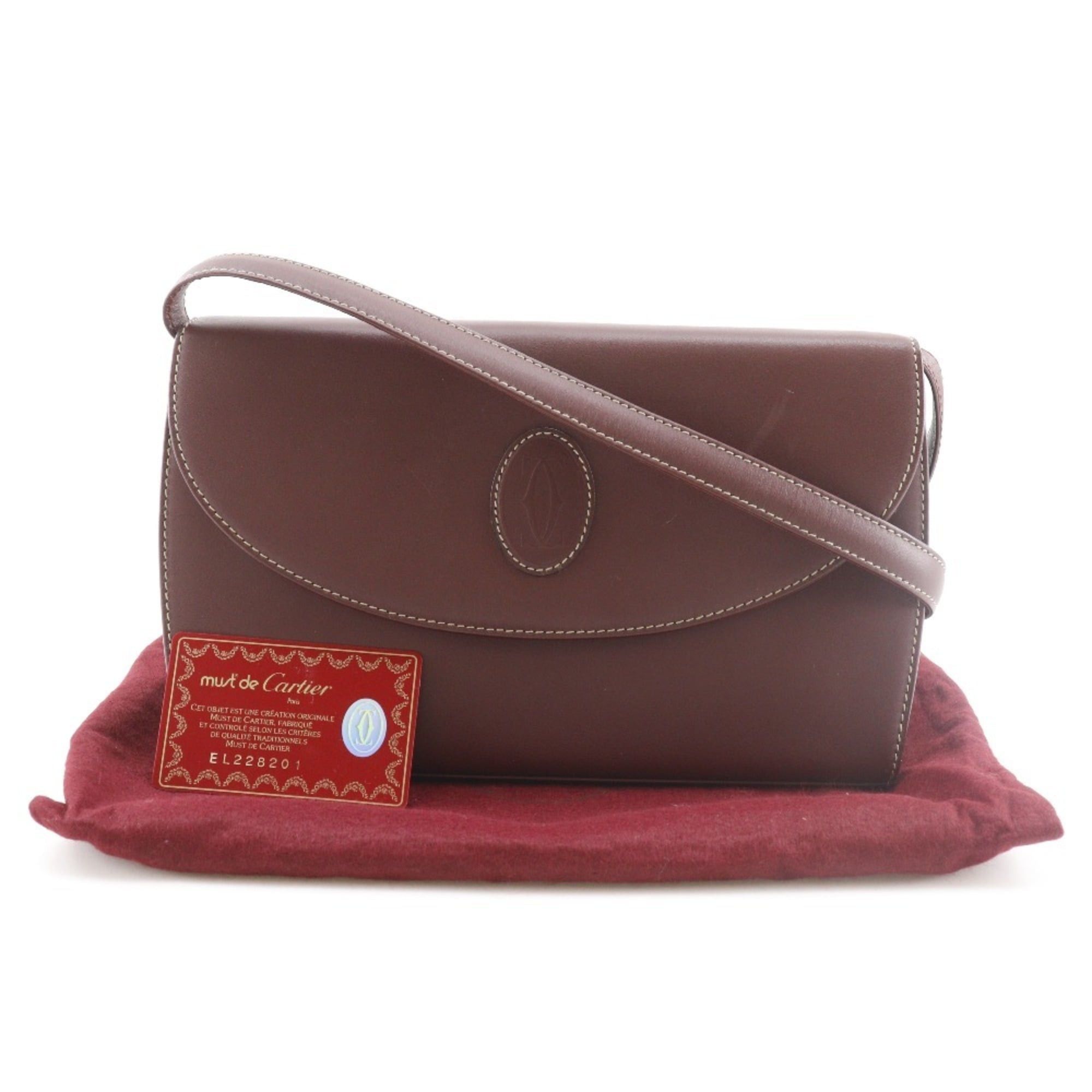 Cartier Cartier Must Line Shoulder Bag/Clutch (2-way) - Calfskin, Bordeaux, 2-way, Snap Button, Women's Size ONE SIZE - 14 Thumbnail