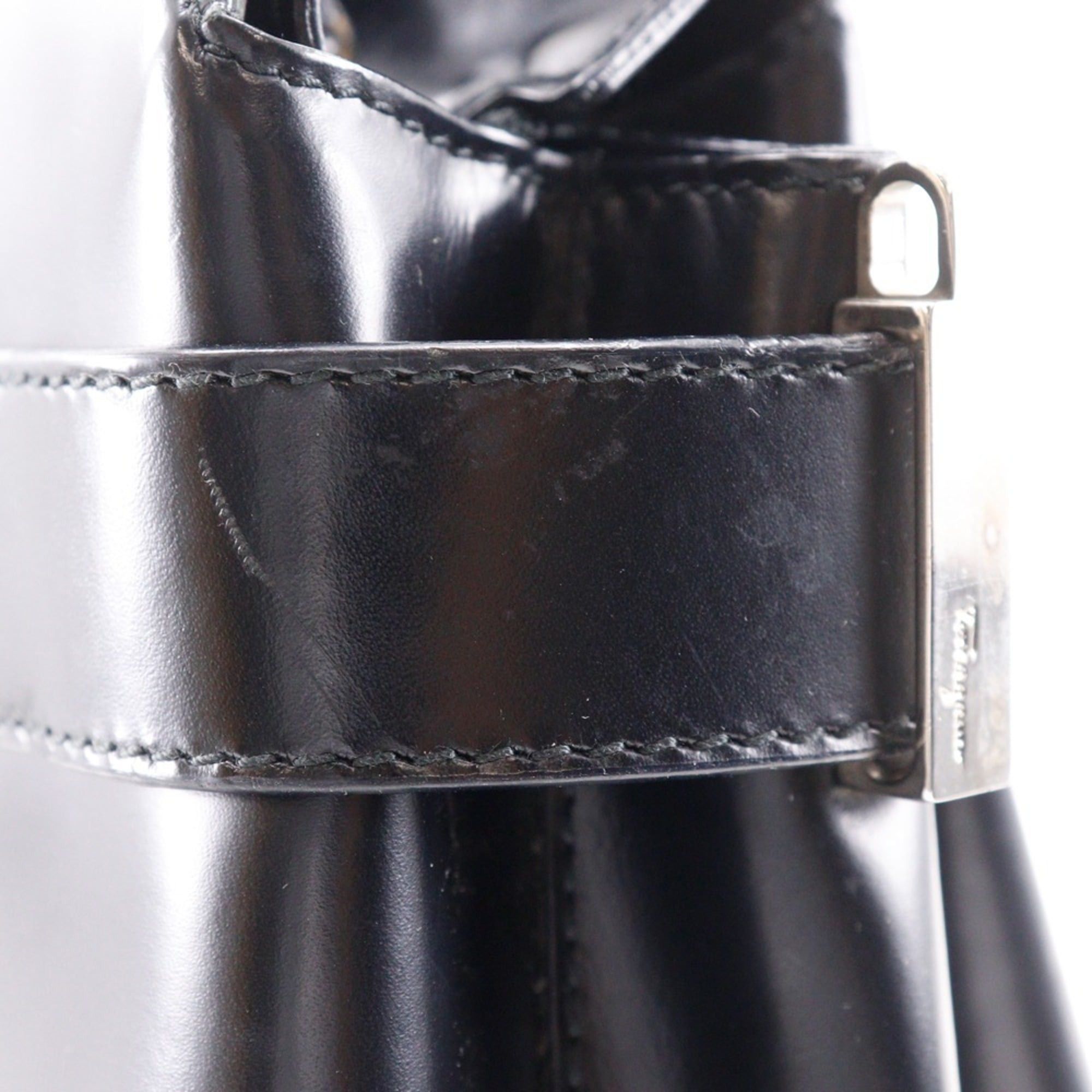 Salvatore Ferragamo Salvatore Ferragamo Gancini Handbag AQ-21 0167 Calfskin Black A5 Zipper Women's Size ONE SIZE - 14 Thumbnail