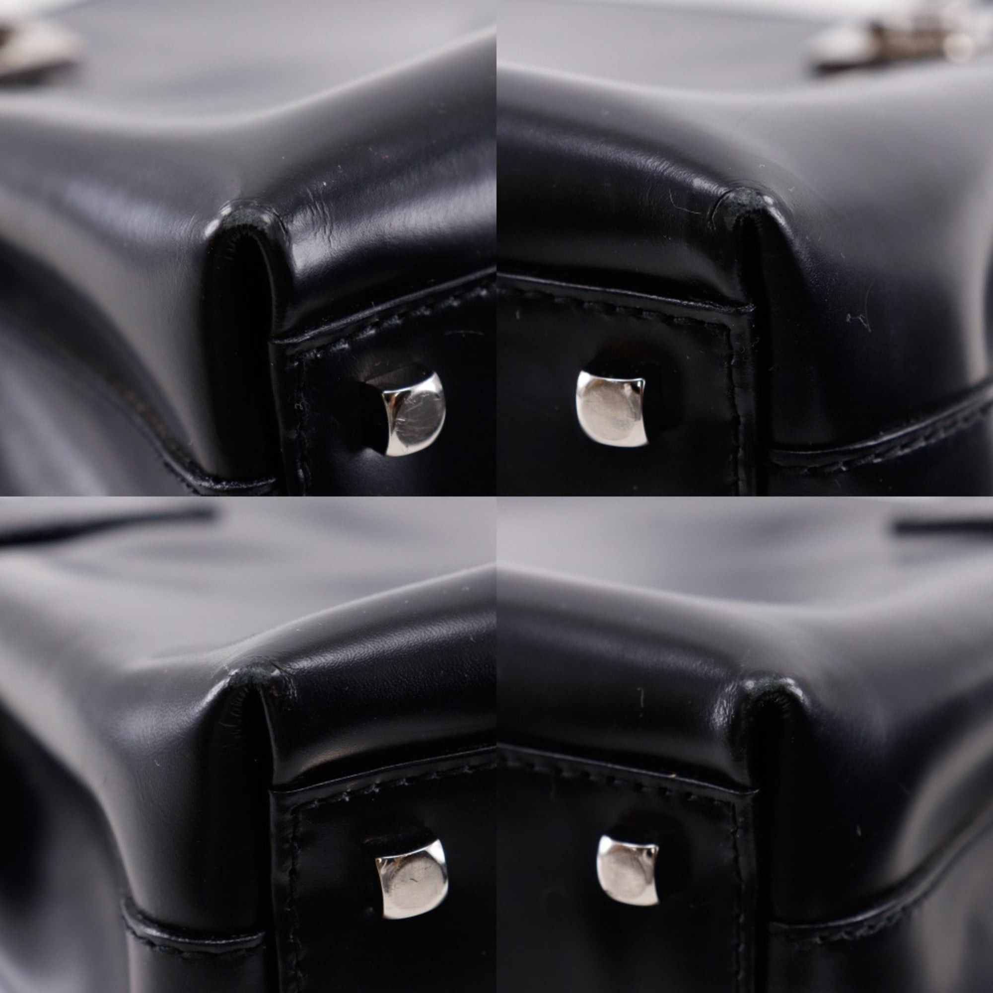 Salvatore Ferragamo Salvatore Ferragamo Gancini Handbag AQ-21 0167 Calfskin Black A5 Zipper Women's Size ONE SIZE - 4 Thumbnail