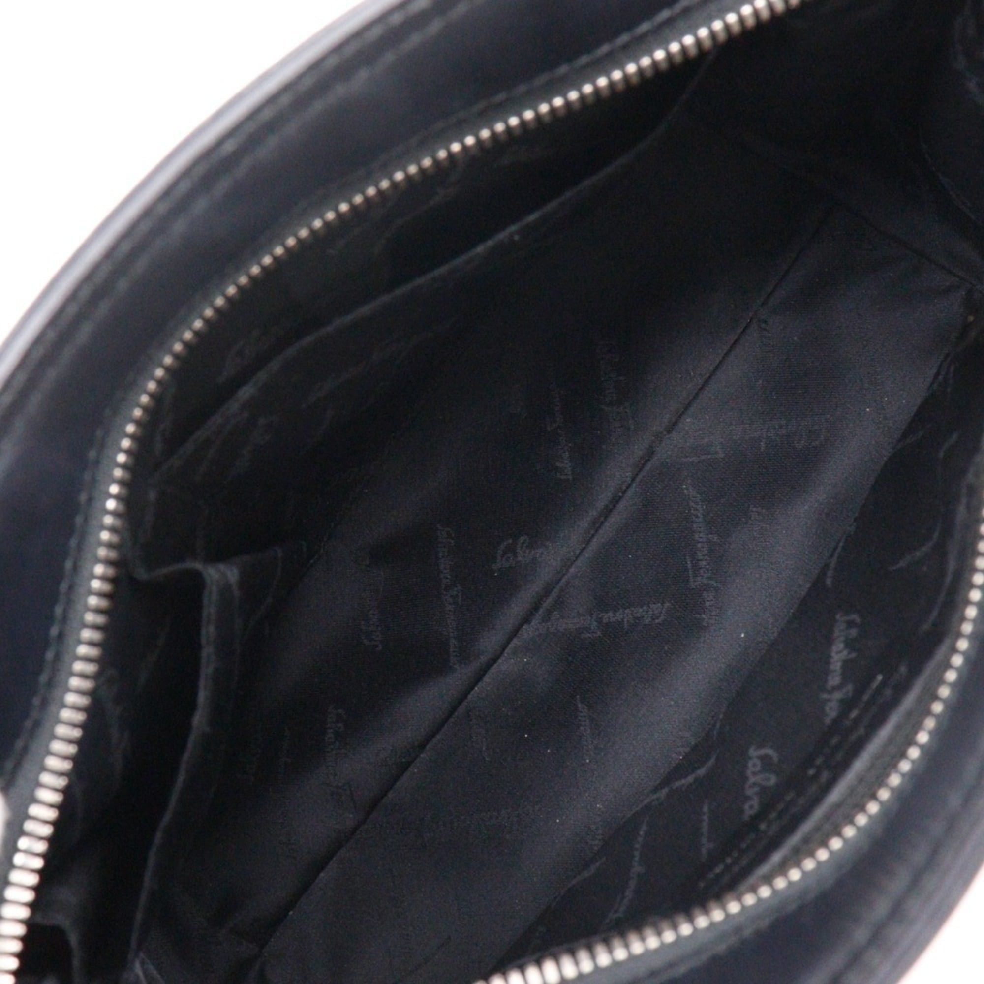 Salvatore Ferragamo Salvatore Ferragamo Gancini Handbag AQ-21 0167 Calfskin Black A5 Zipper Women's Size ONE SIZE - 6 Thumbnail