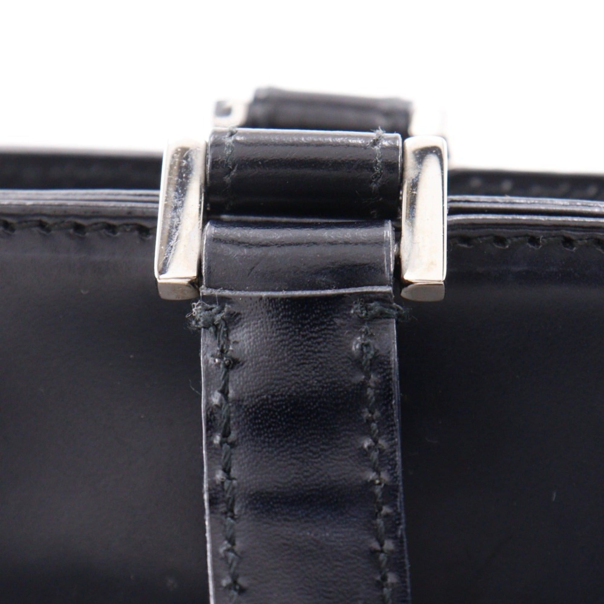 Salvatore Ferragamo Salvatore Ferragamo Gancini Handbag AQ-21 0167 Calfskin Black A5 Zipper Women's Size ONE SIZE - 16 Thumbnail