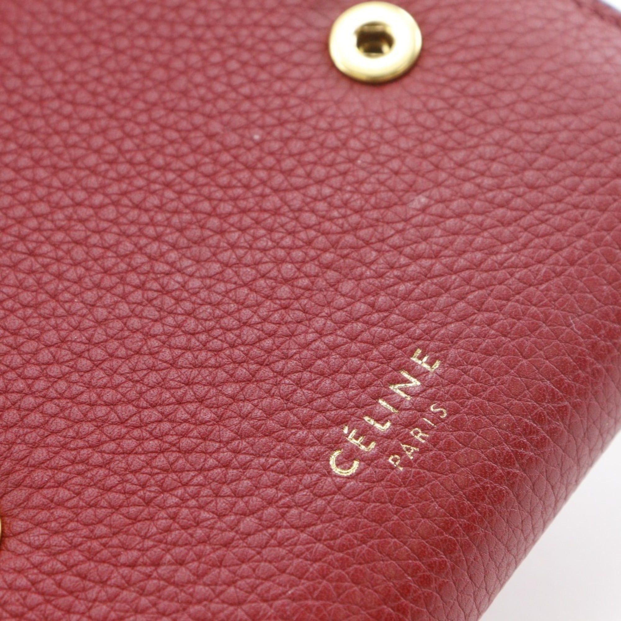 Celine Celine Small Folded Multifunction Tri-fold Wallet, Leather, Red, Snap Button, Women's Size ONE SIZE - 13 Thumbnail